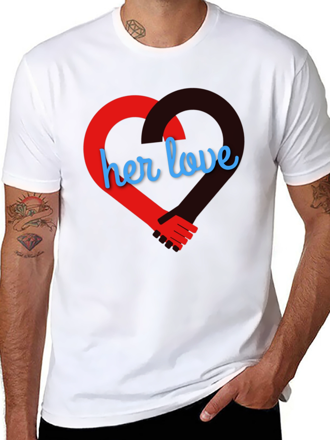 Her Love T-Shirt - Heart Handshake Graphic Tee