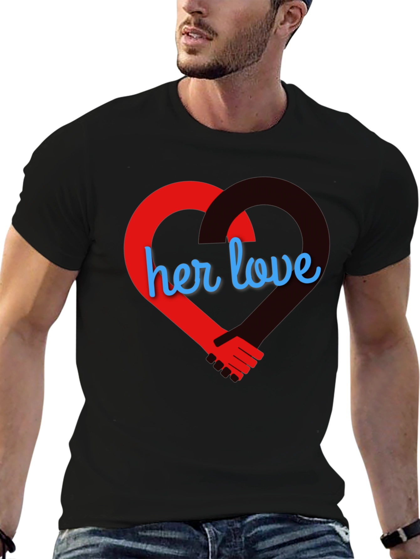 Her Love T-Shirt - Heart Handshake Graphic Tee