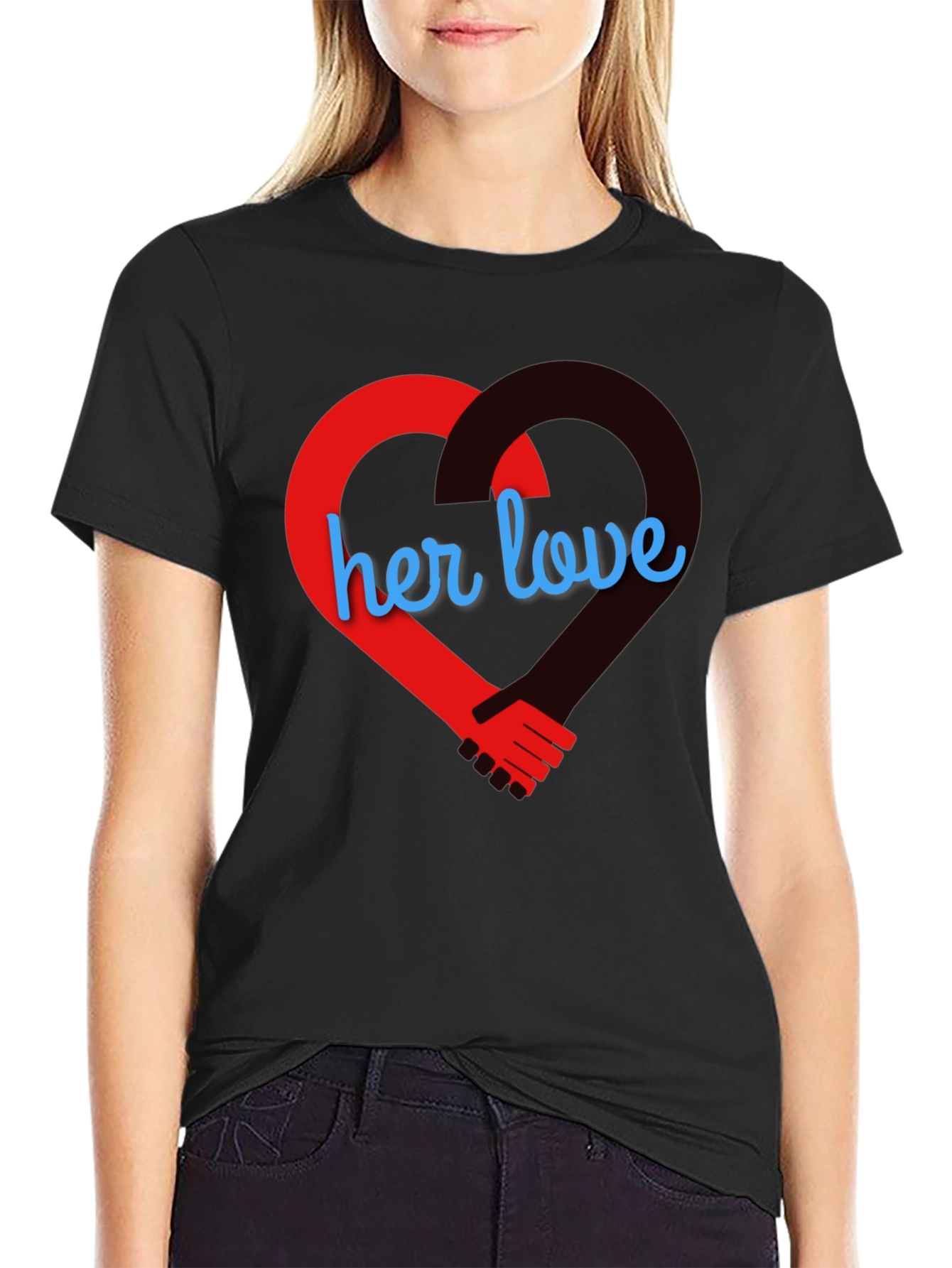 Her Love T-Shirt - Heart Handshake Graphic Tee