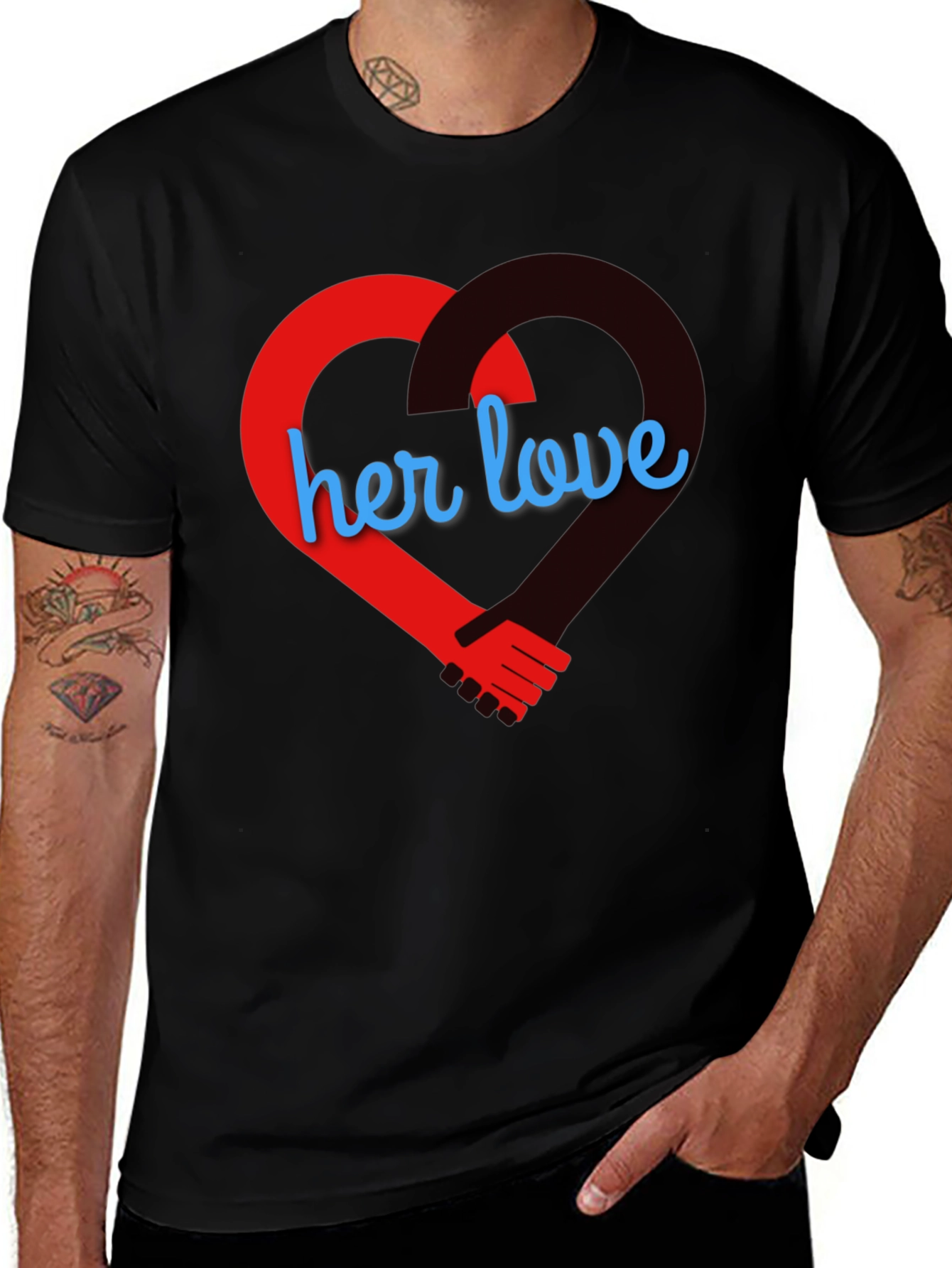 Her Love T-Shirt - Heart Handshake Graphic Tee