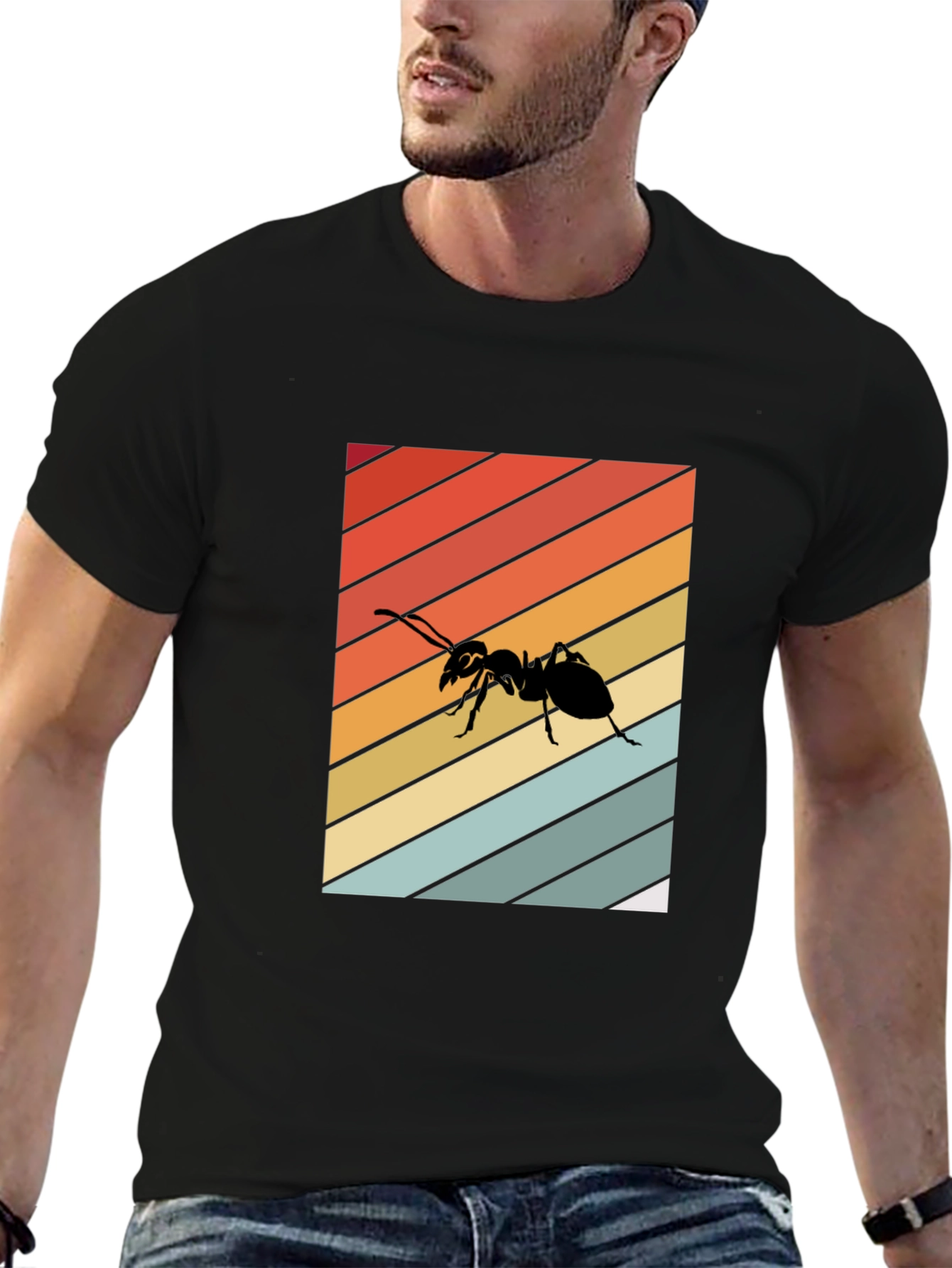 Retro Ant Graphic T-Shirt - Black