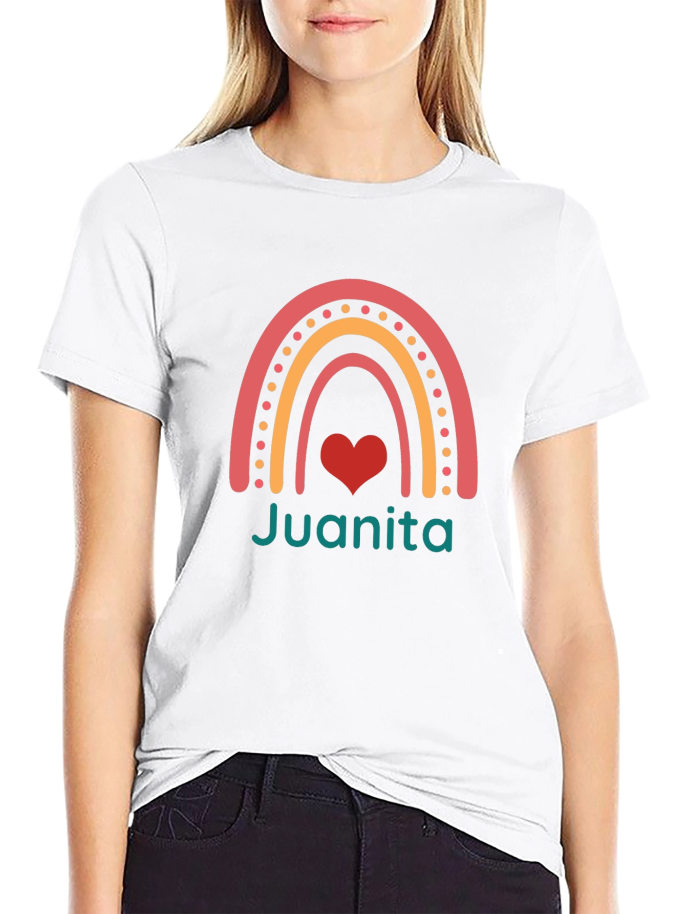 Juanita Rainbow Heart Tee - Black Graphic T-Shirt