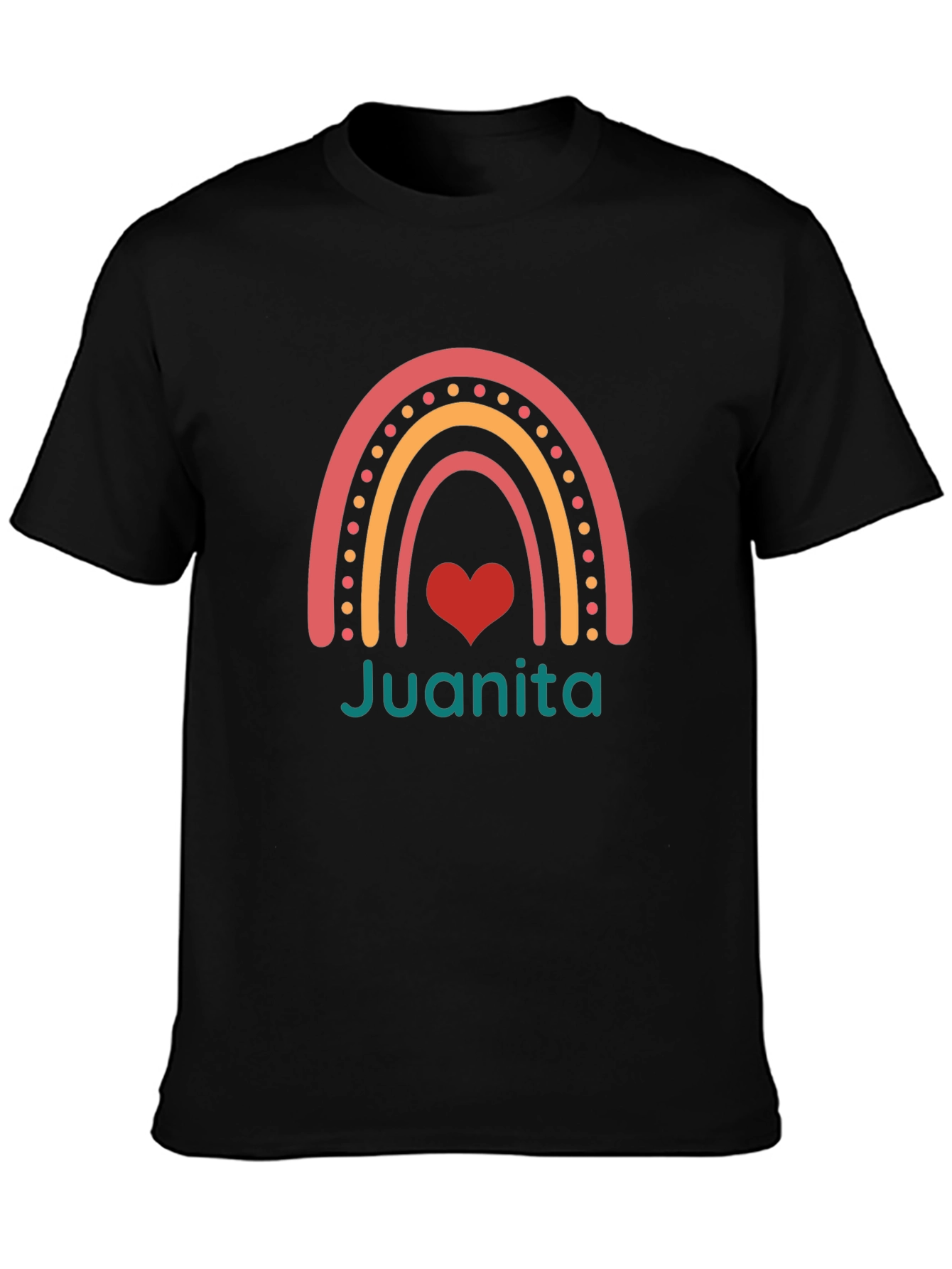 Juanita Rainbow Heart Tee - Black Graphic T-Shirt