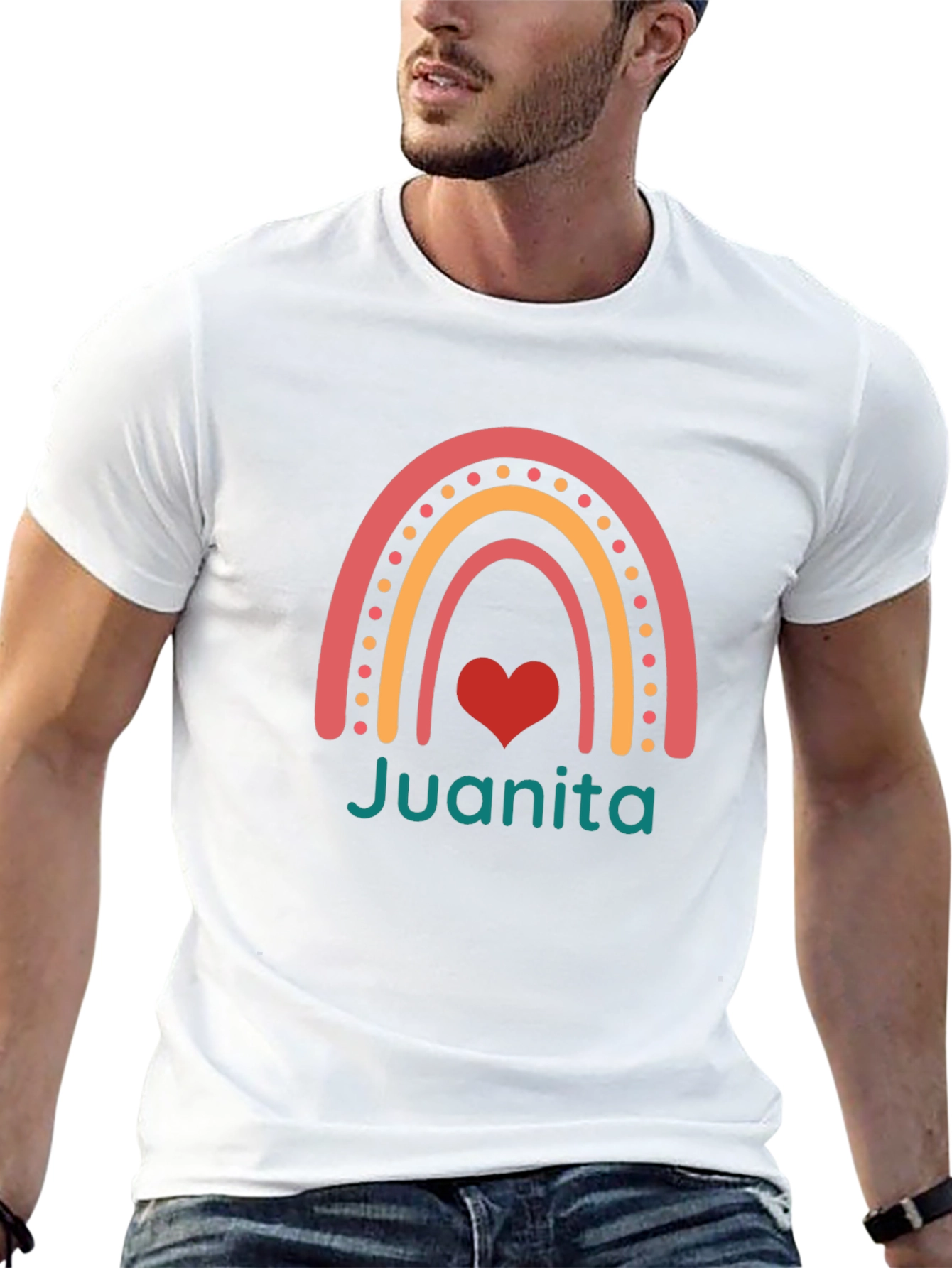 Juanita Rainbow Heart Tee - Black Graphic T-Shirt