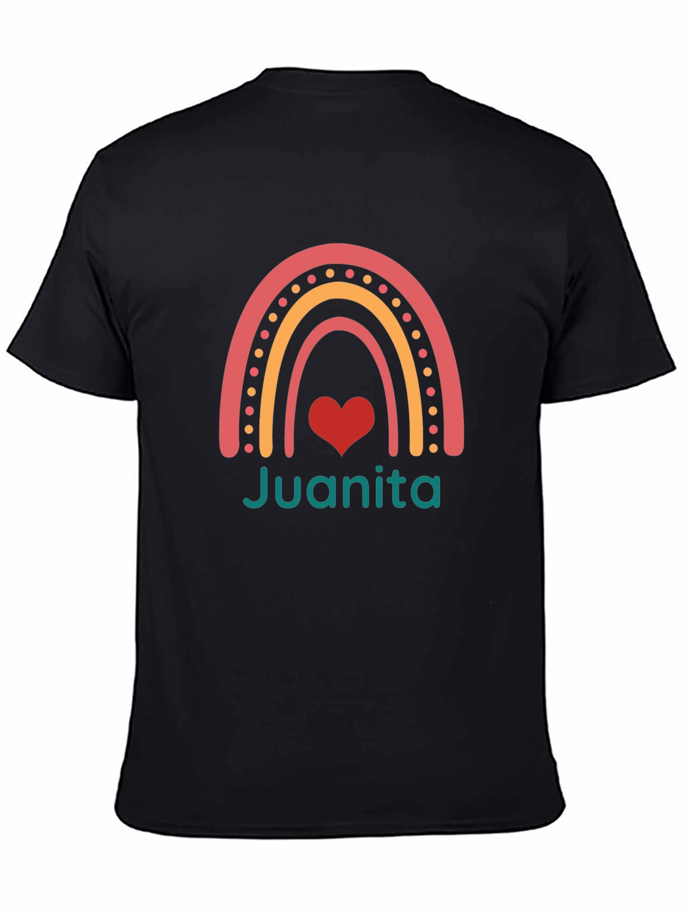 Juanita Rainbow Heart Tee - Black Graphic T-Shirt
