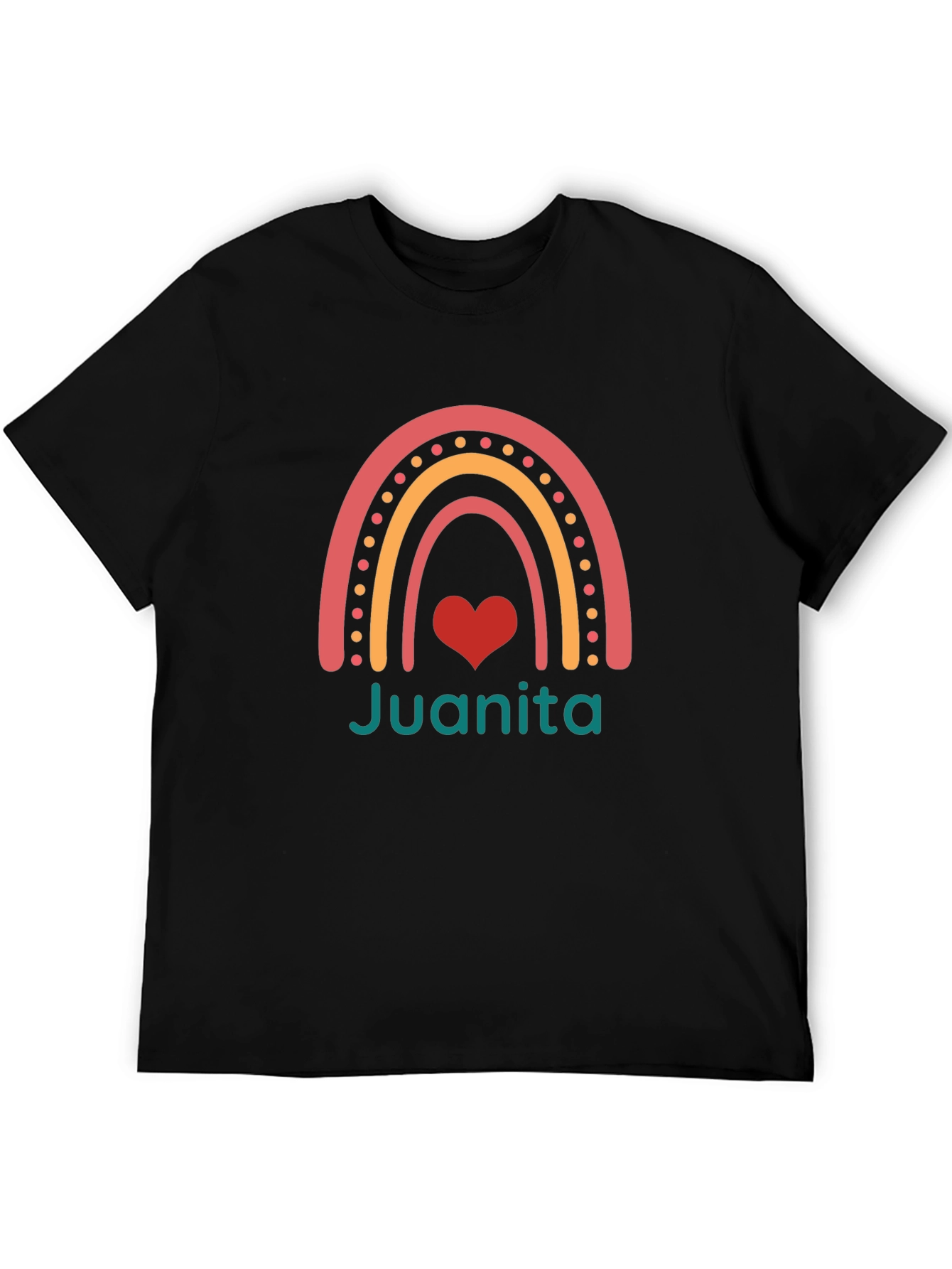 Juanita Rainbow Heart Tee - Black Graphic T-Shirt
