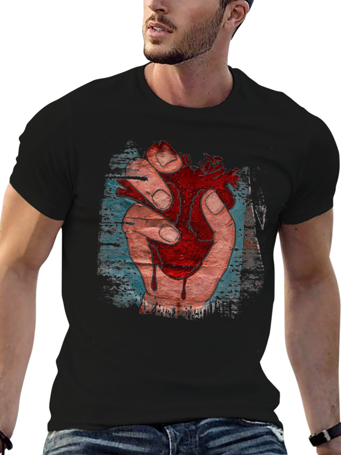 Anatomical Heart Graphic T-Shirt - Black