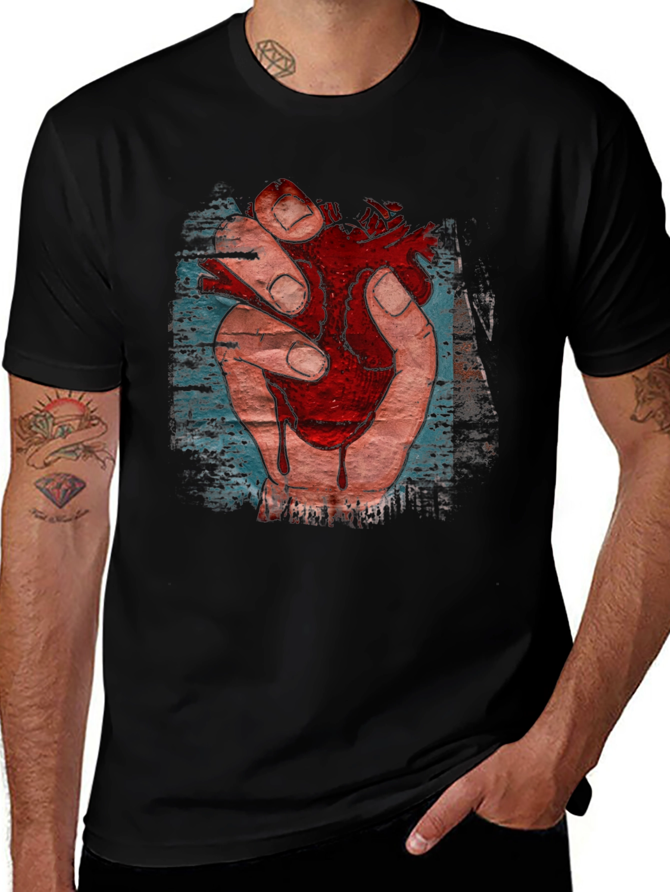 Anatomical Heart Graphic T-Shirt - Black