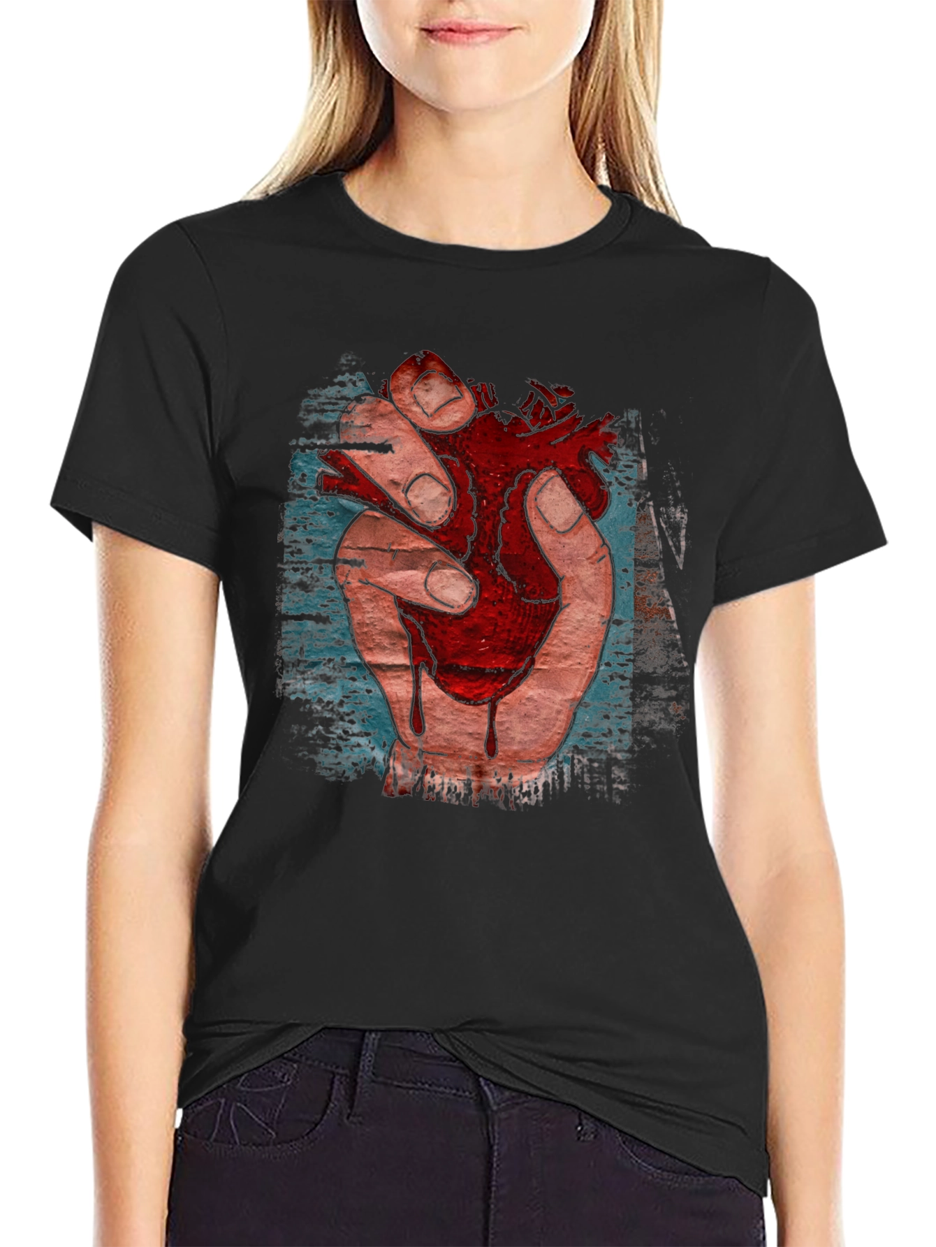 Anatomical Heart Graphic T-Shirt - Black