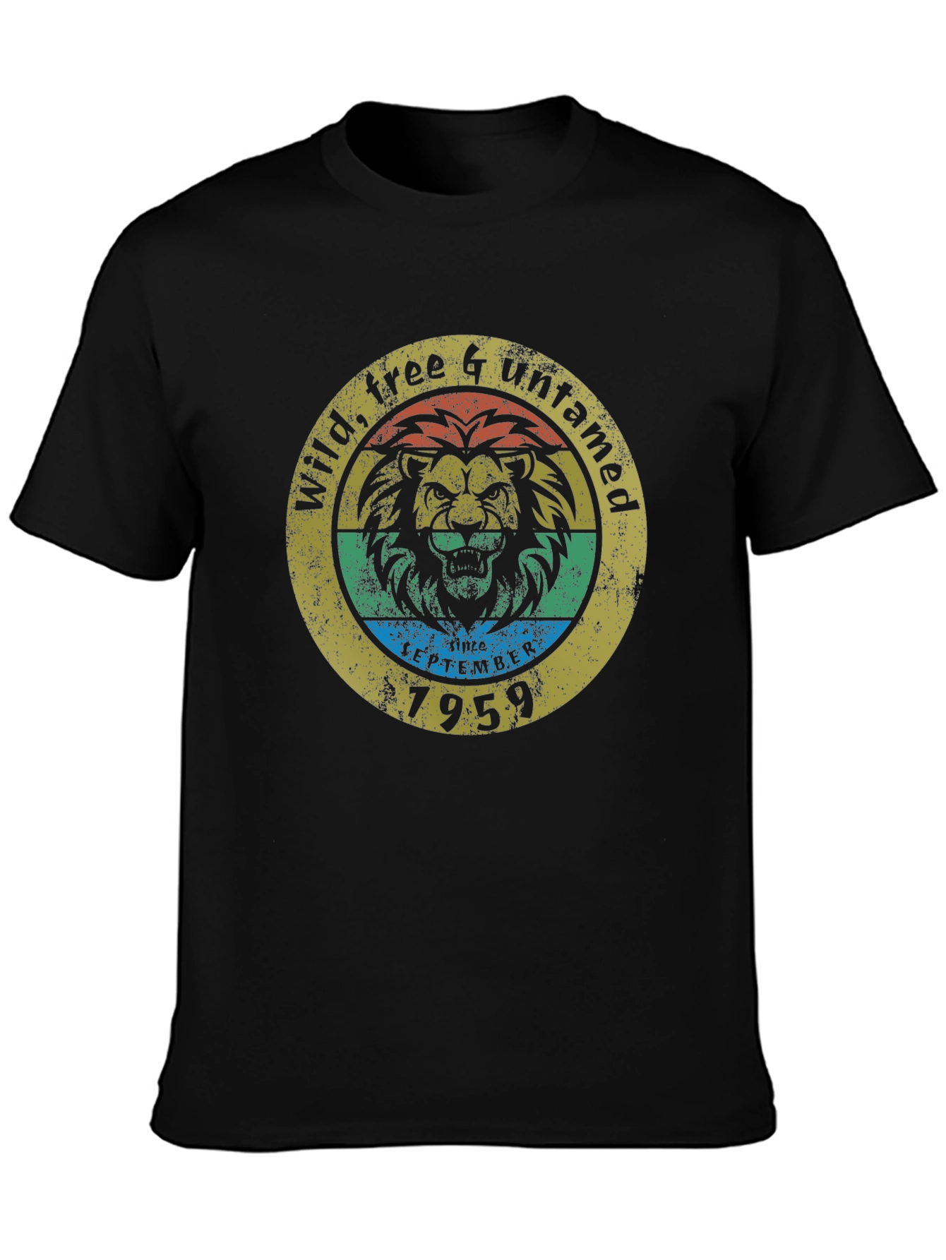 Wild Free Untamed Lion Black T-Shirt