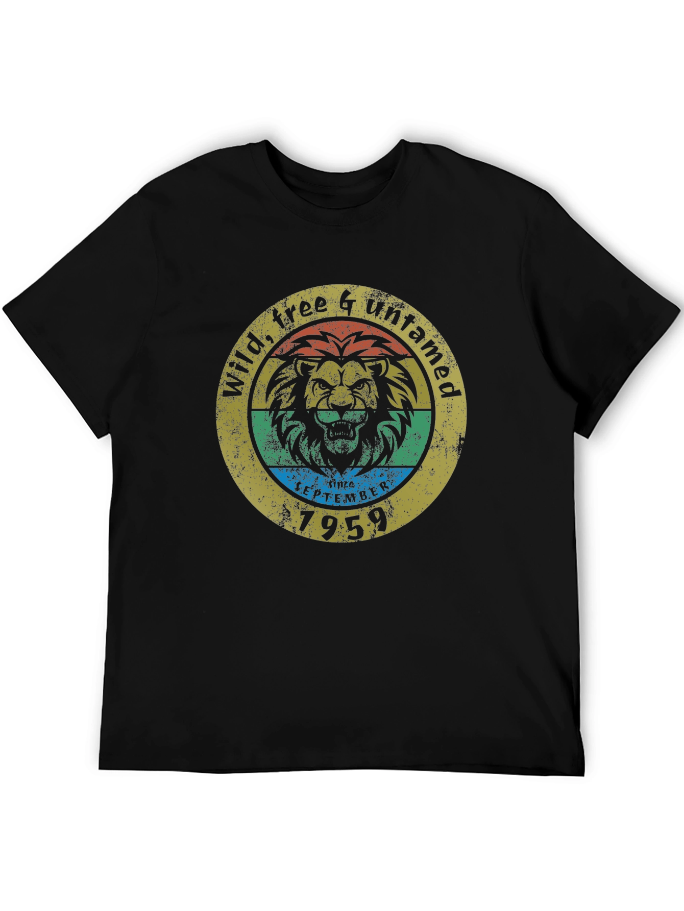 Wild Free Untamed Lion Black T-Shirt