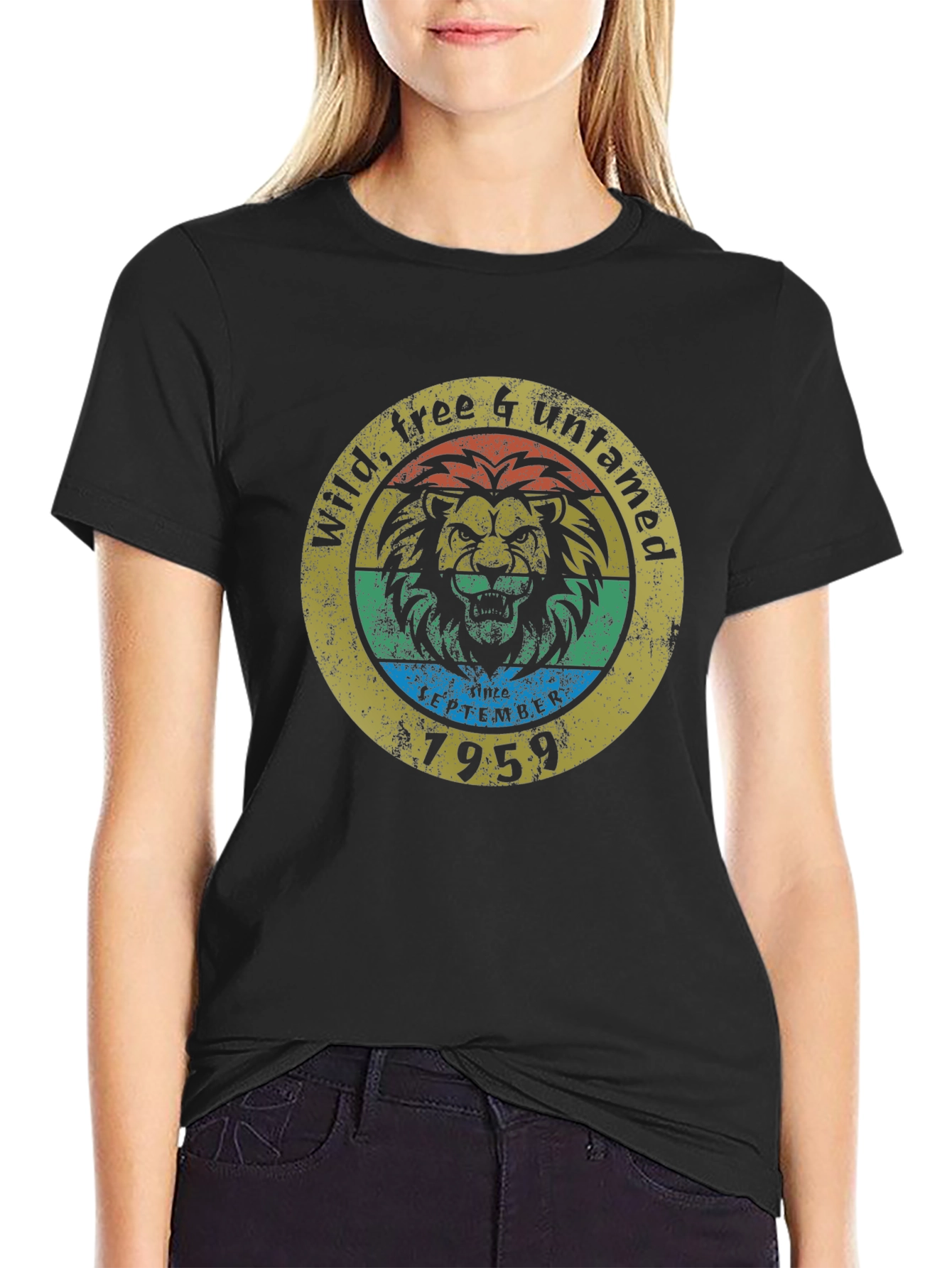 Wild Free Untamed Lion Black T-Shirt