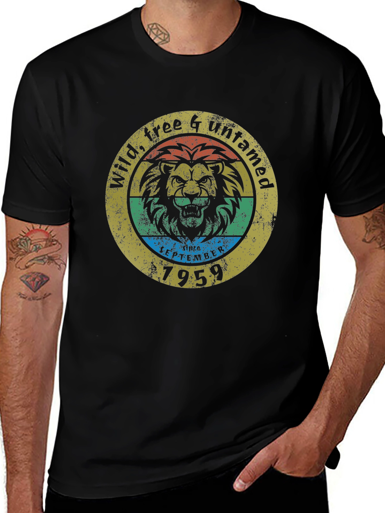 Wild Free Untamed Lion Black T-Shirt