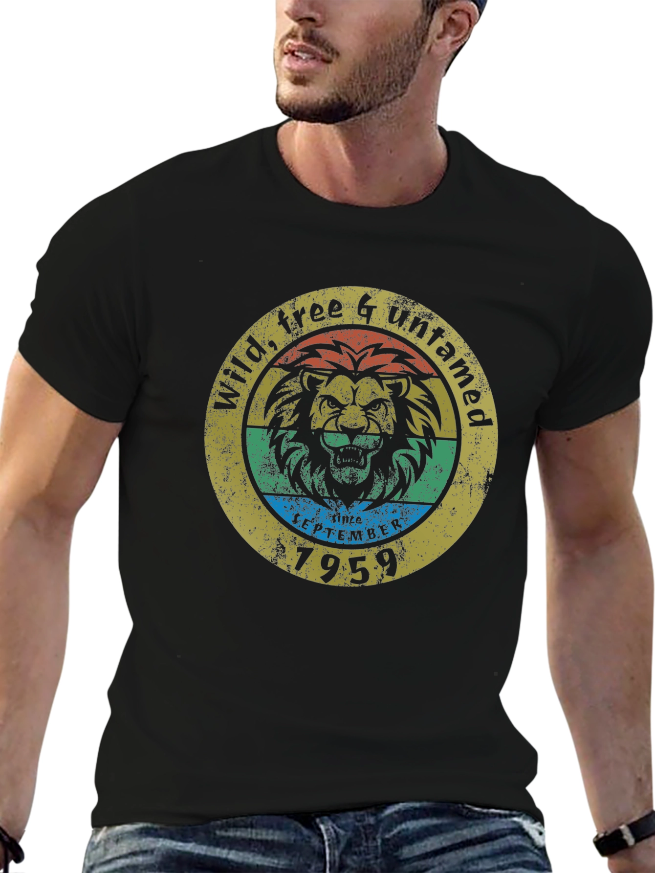 Wild Free Untamed Lion Black T-Shirt