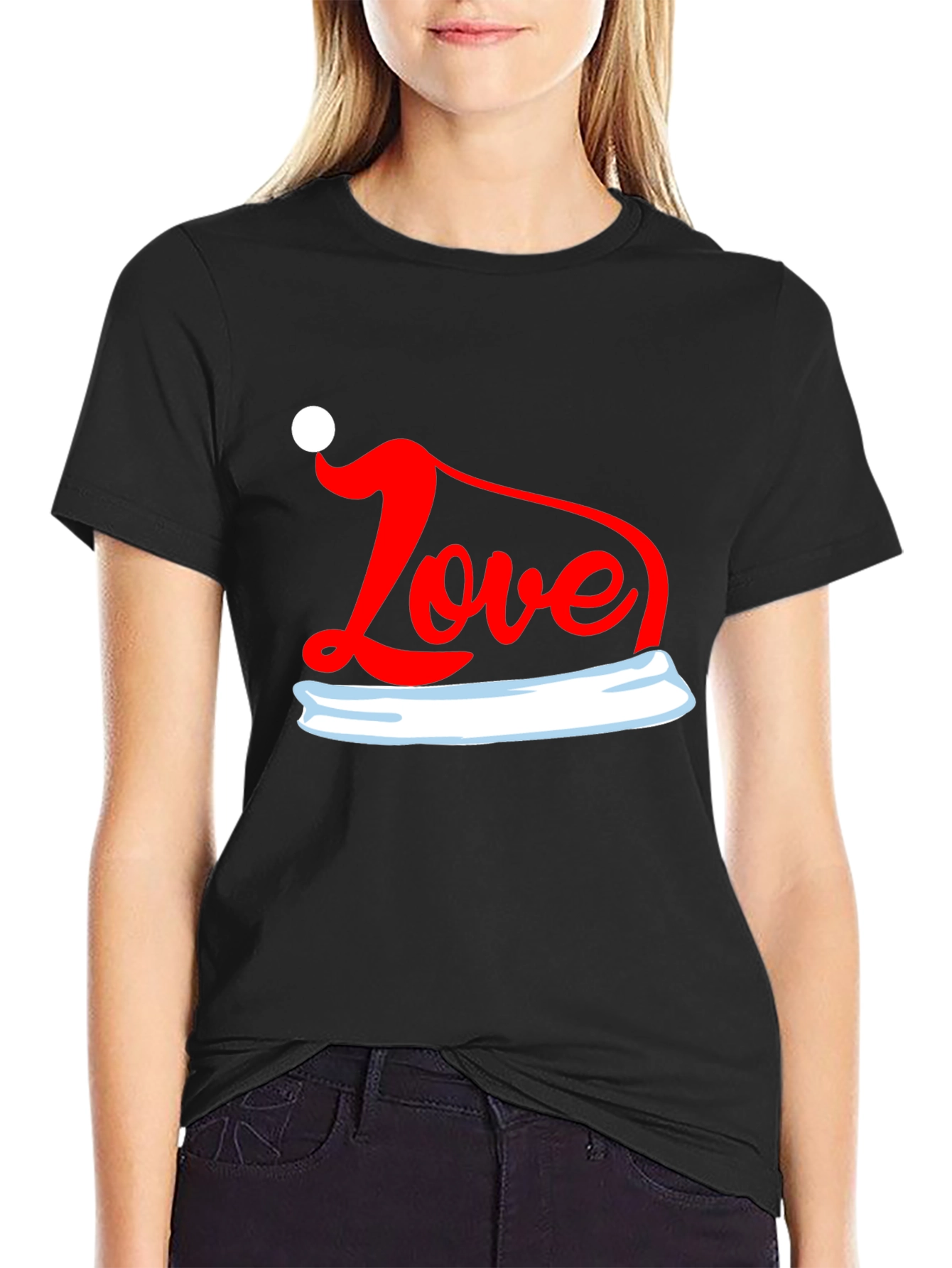 Love Santa Hat Graphic Tee - Holiday T-Shirt