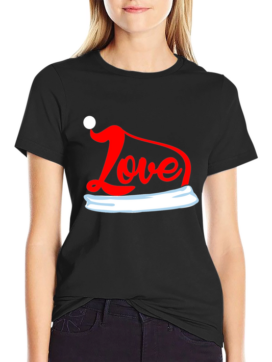 Love Santa Hat Graphic Tee - Holiday T-Shirt