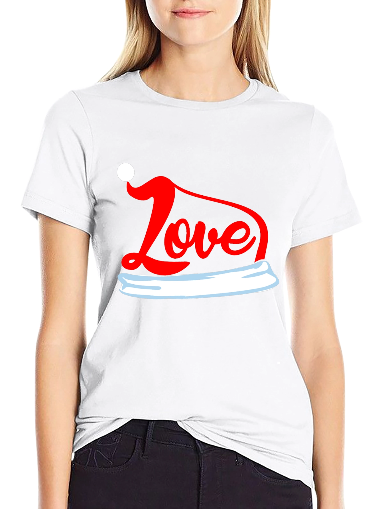 Love Santa Hat Graphic Tee - Holiday T-Shirt