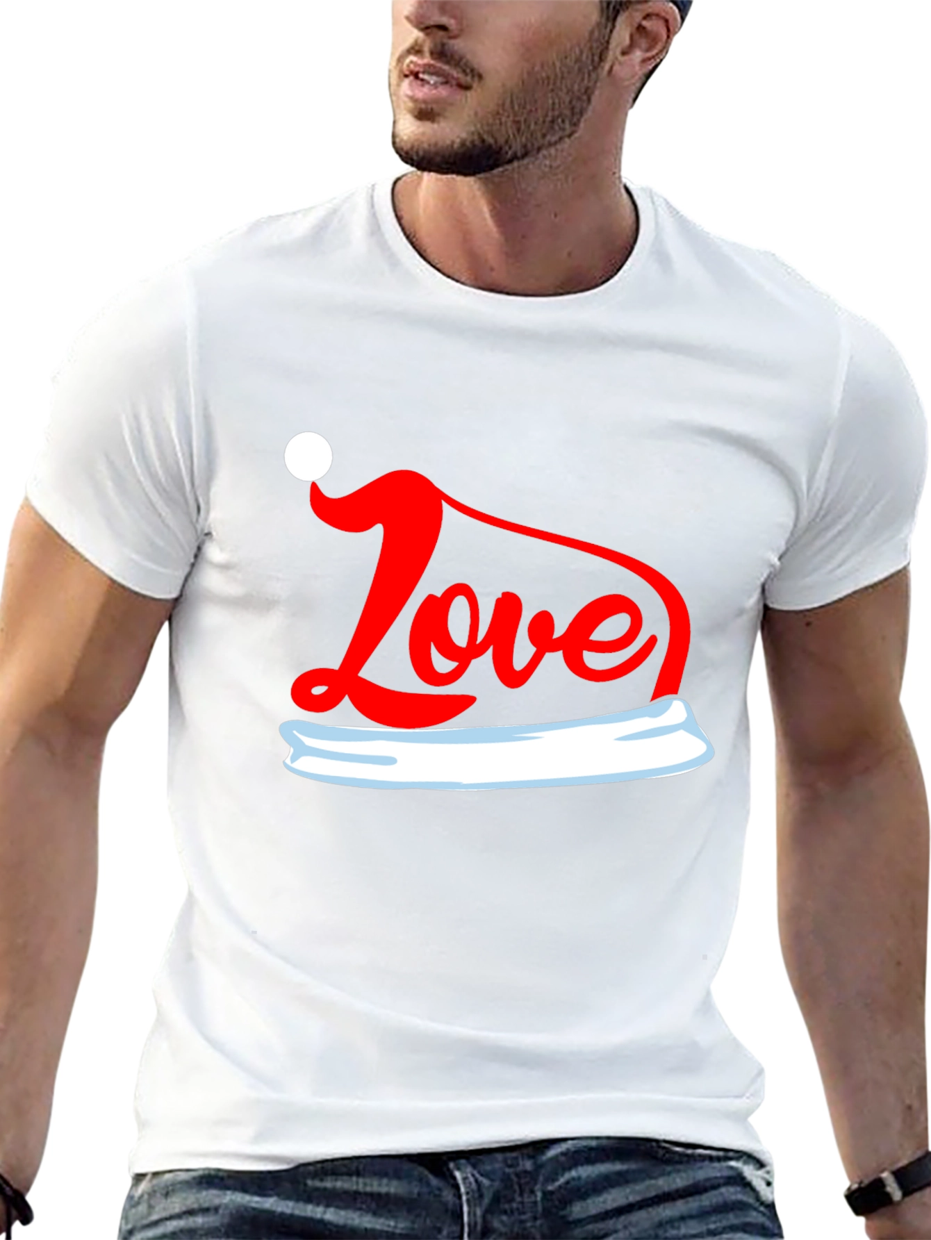 Love Santa Hat Graphic Tee - Holiday T-Shirt
