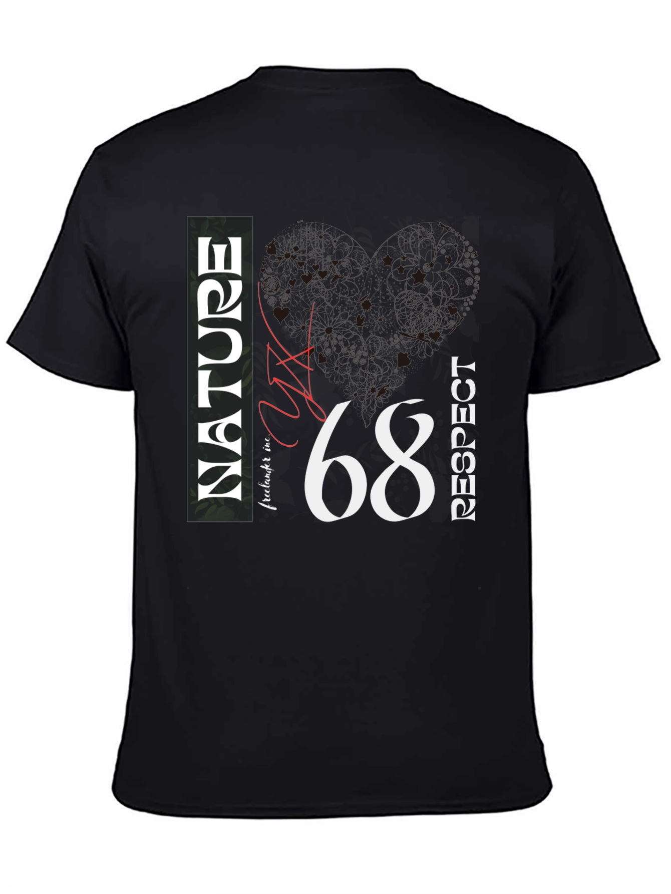 Nature Respect 68 Graphic Print Black T-Shirt