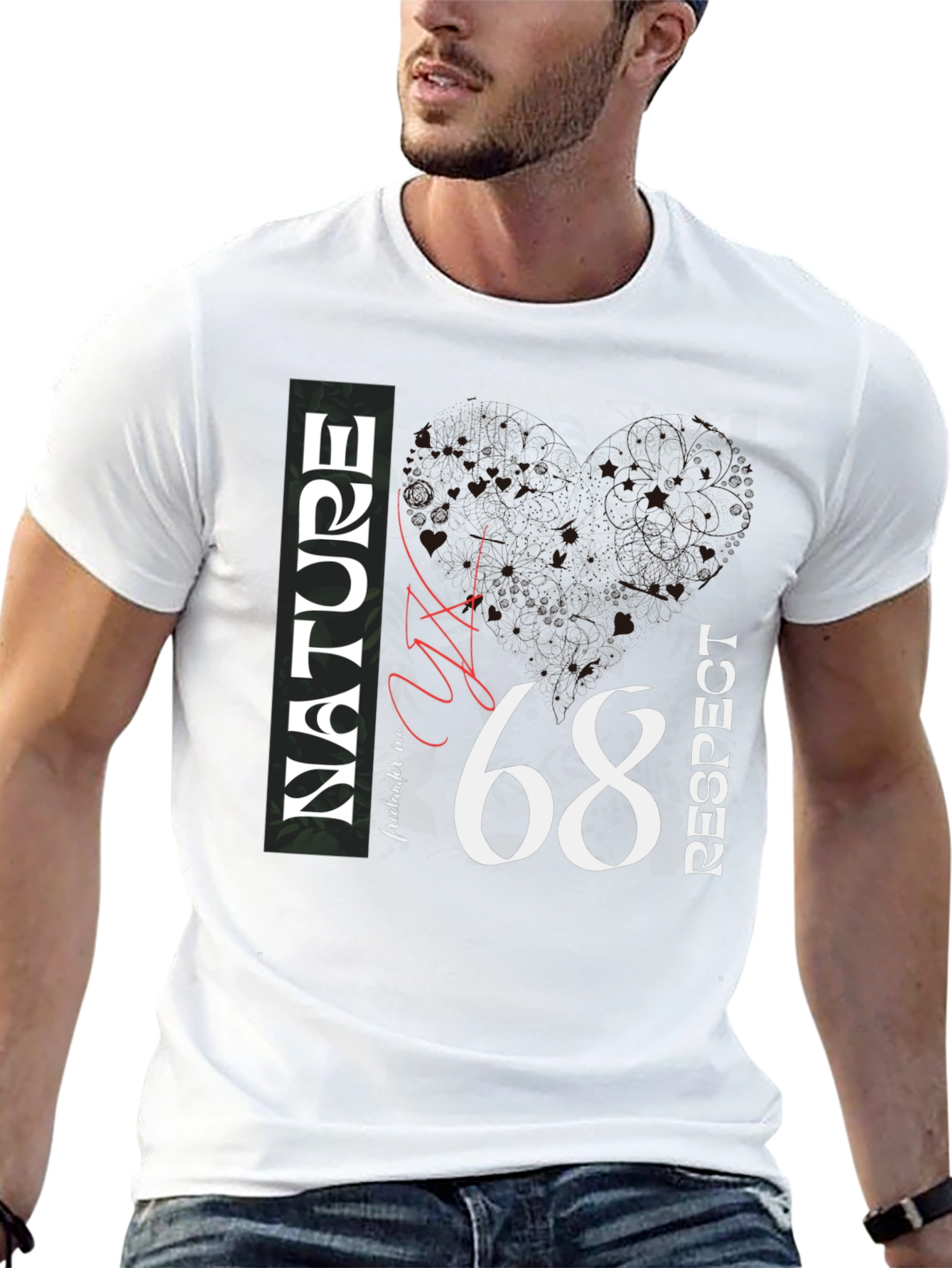 Nature Respect 68 Graphic Print Black T-Shirt