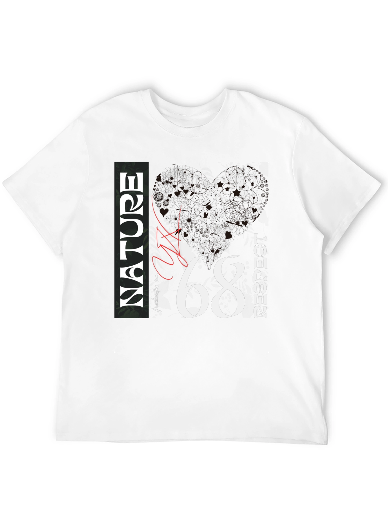 Nature Respect 68 Graphic Print Black T-Shirt