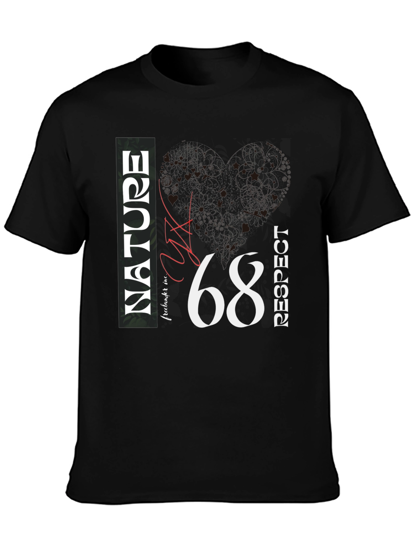 Nature Respect 68 Graphic Print Black T-Shirt