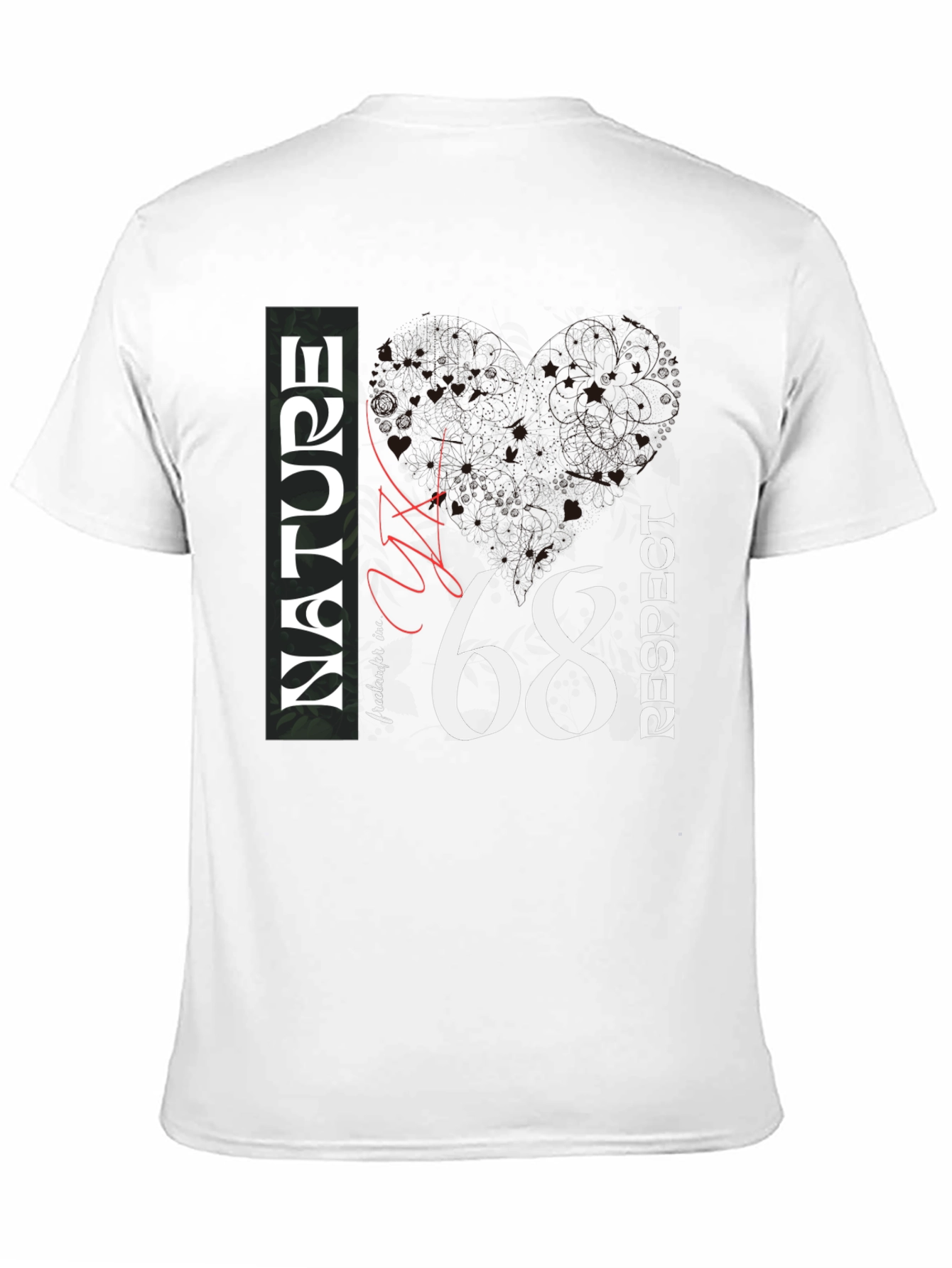 Nature Respect 68 Graphic Print Black T-Shirt