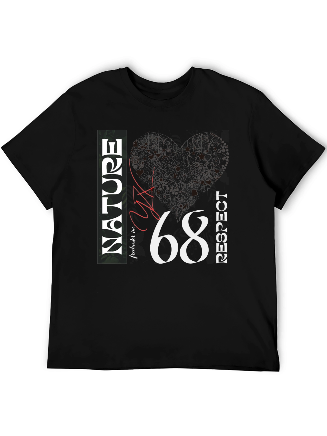 Nature Respect 68 Graphic Print Black T-Shirt