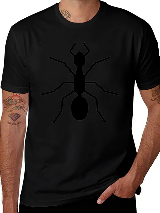 Ant Graphic Tee - Cool Insect Design Black Cotton T-Shirt