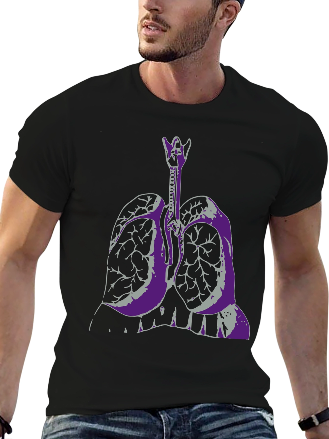Anatomical Lungs Graphic T-Shirt - Black