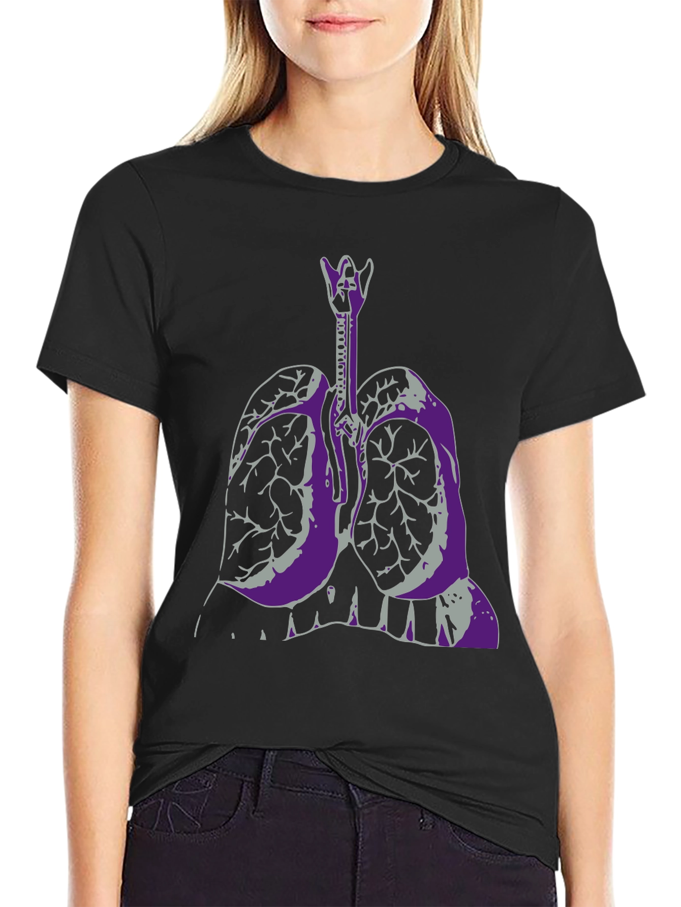 Anatomical Lungs Graphic T-Shirt - Black