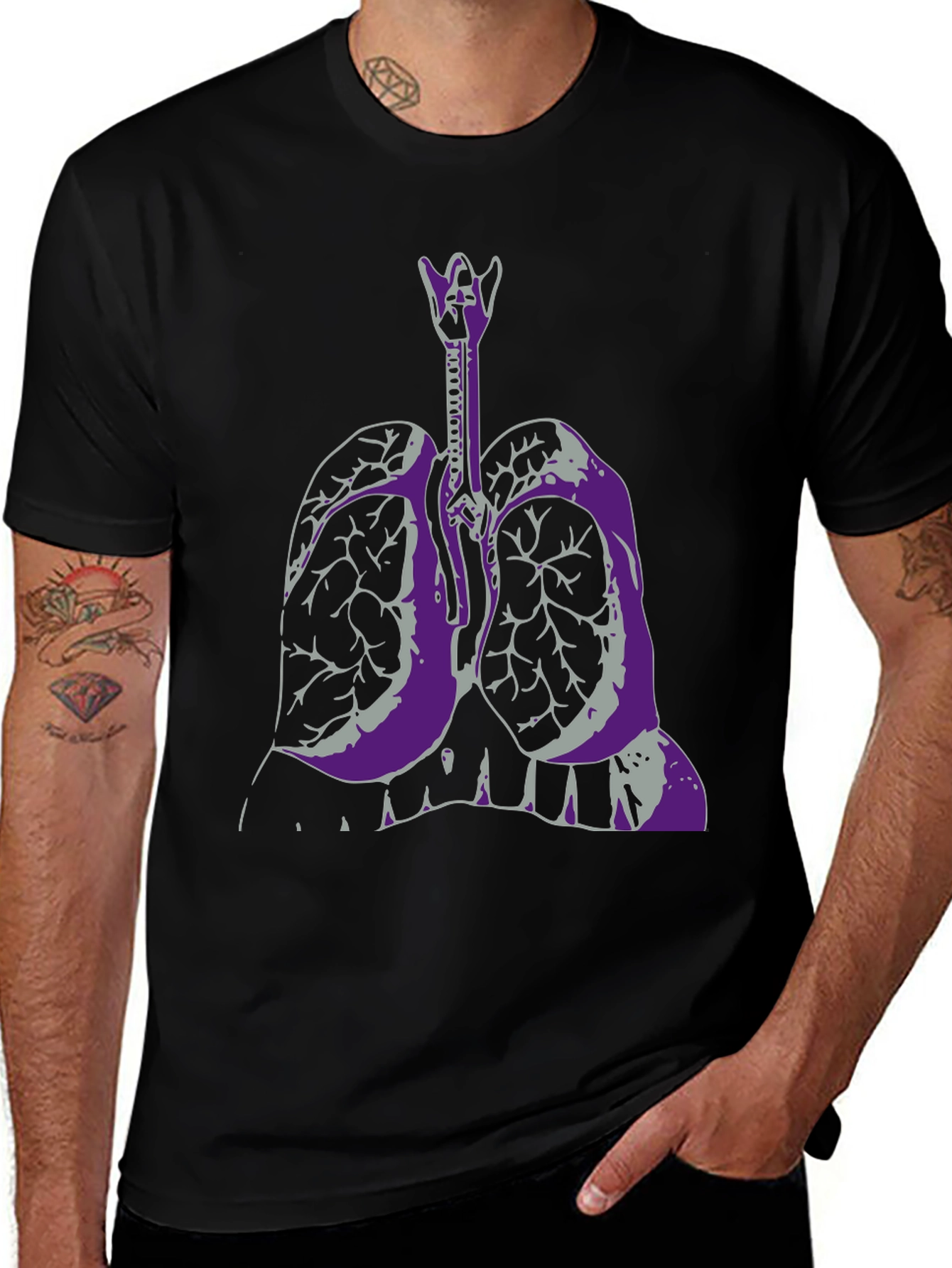 Anatomical Lungs Graphic T-Shirt - Black