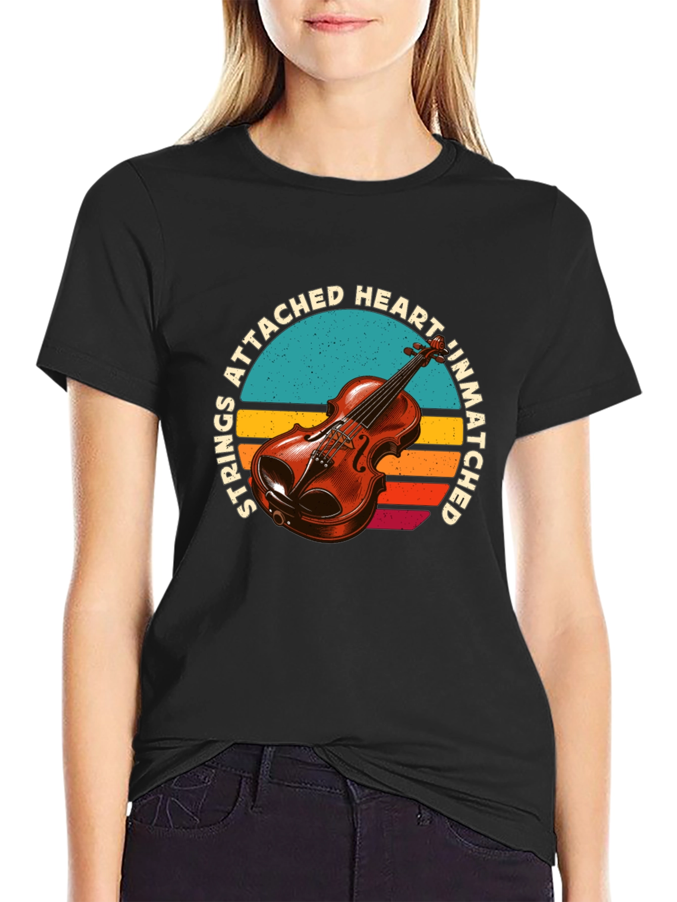 Strings Attached Heart Violin Graphic Tee