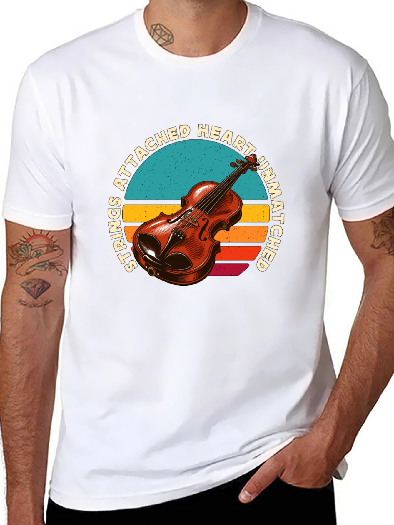 Strings Attached Heart Violin Graphic Tee