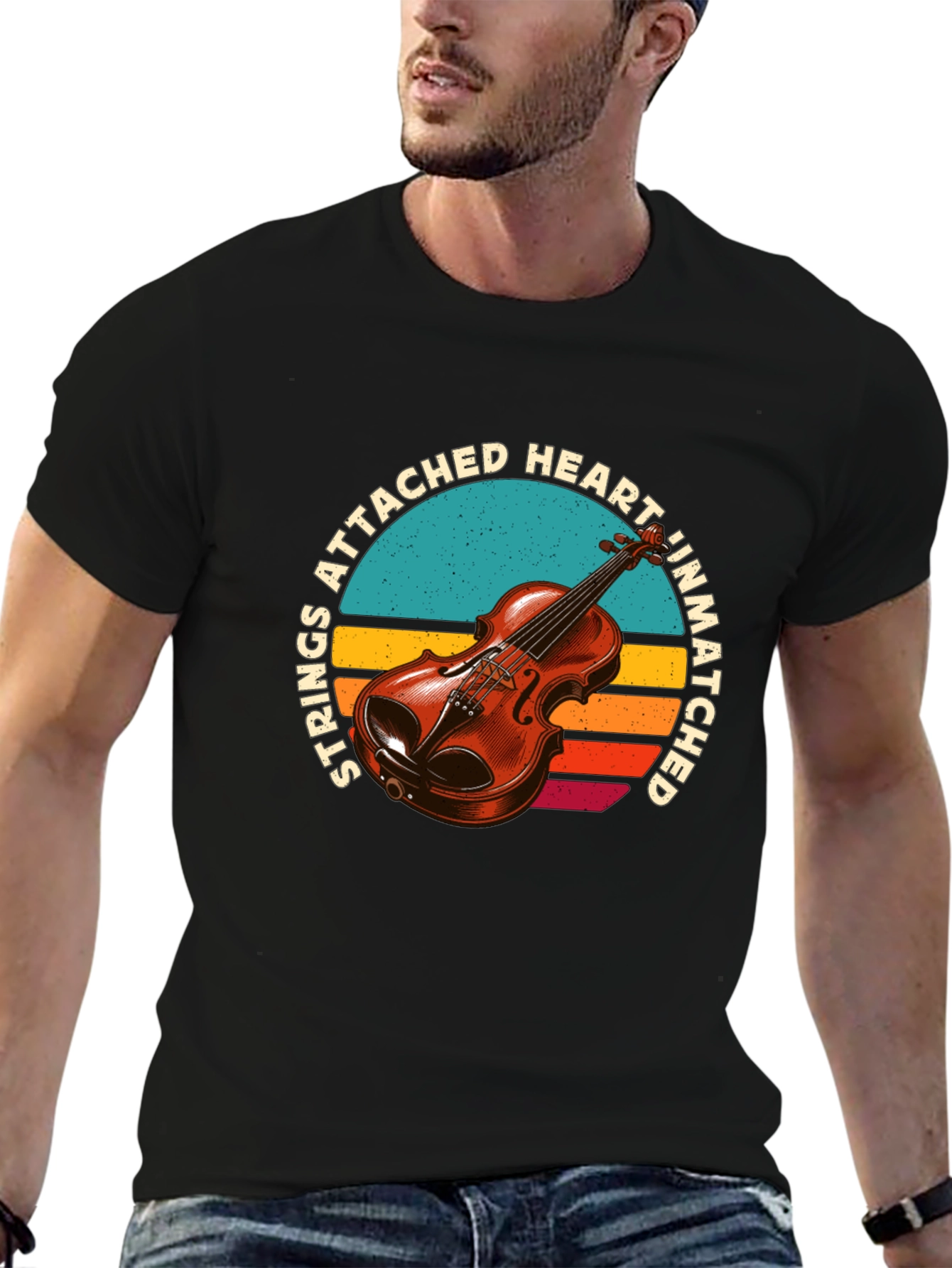 Strings Attached Heart Violin Graphic Tee
