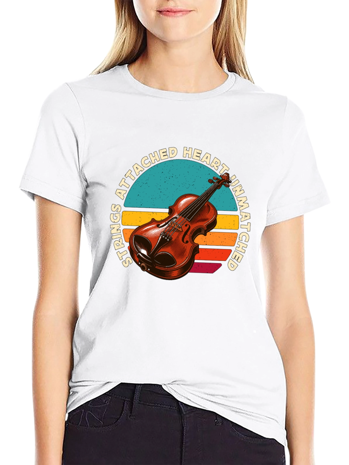 Strings Attached Heart Violin Graphic Tee