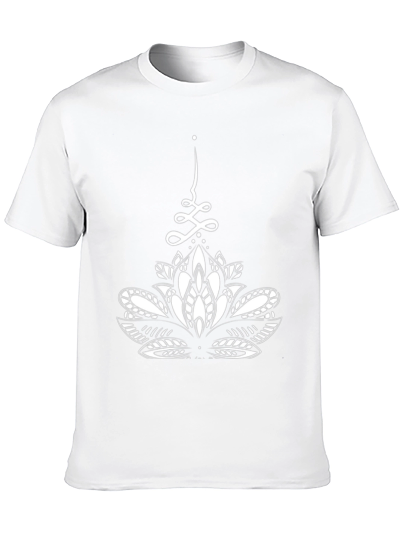 Black T-Shirt with White Lotus Design
