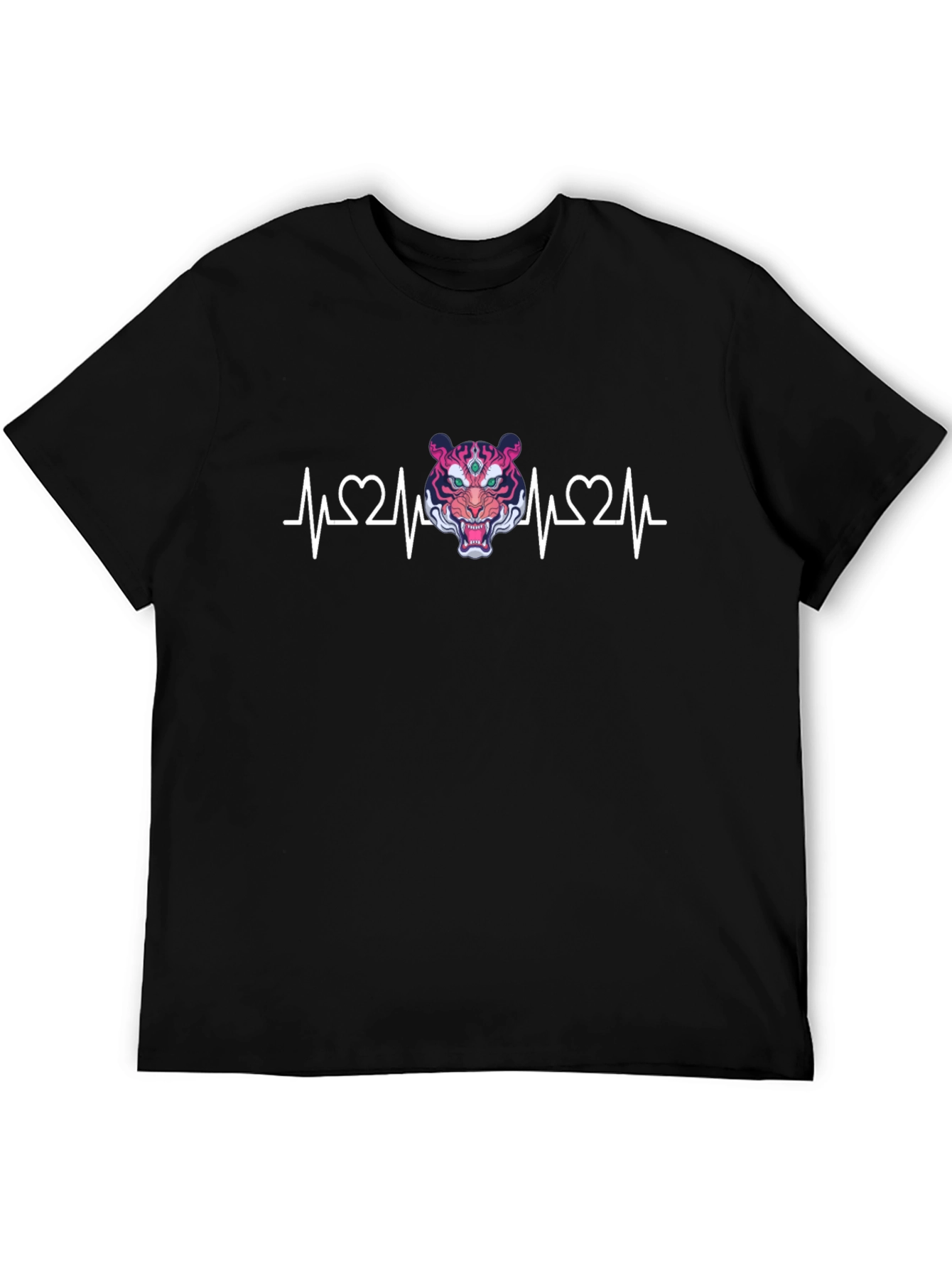 Heartbeat Tiger Graphic T-Shirt - Stylish Mens Tee