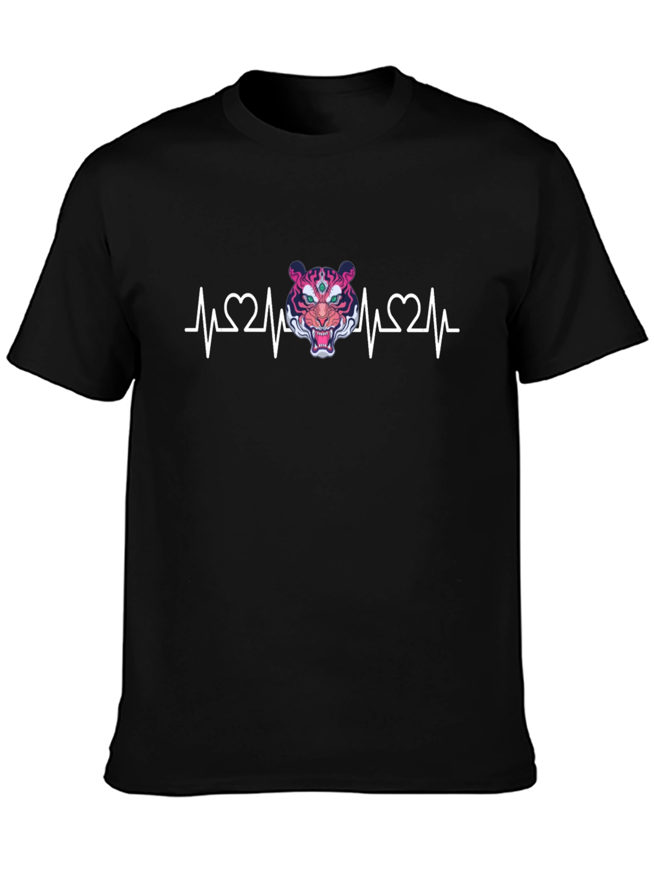 Heartbeat Tiger Graphic T-Shirt - Stylish Mens Tee