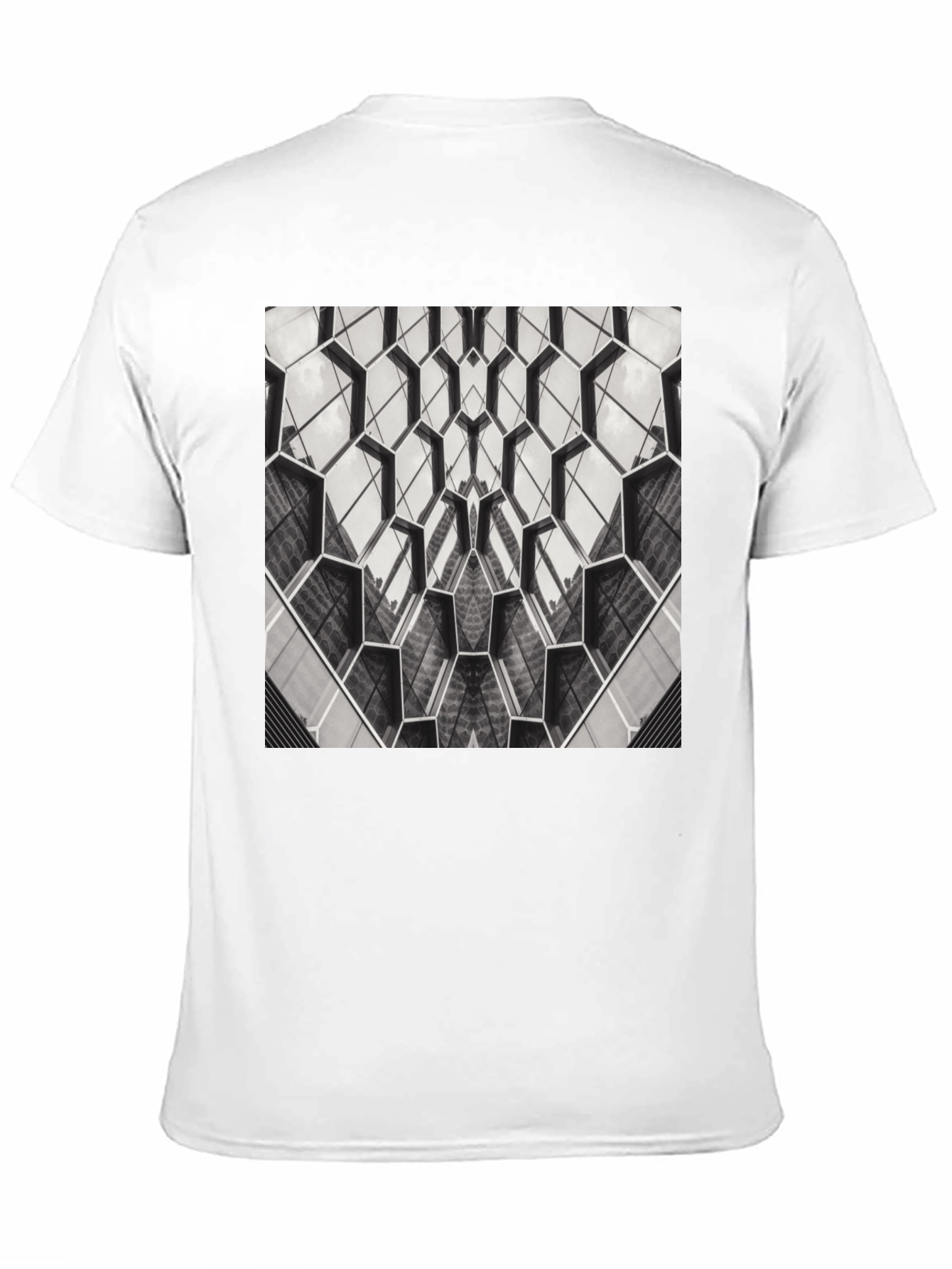 Geometric Hexagon Pattern Black T-Shirt