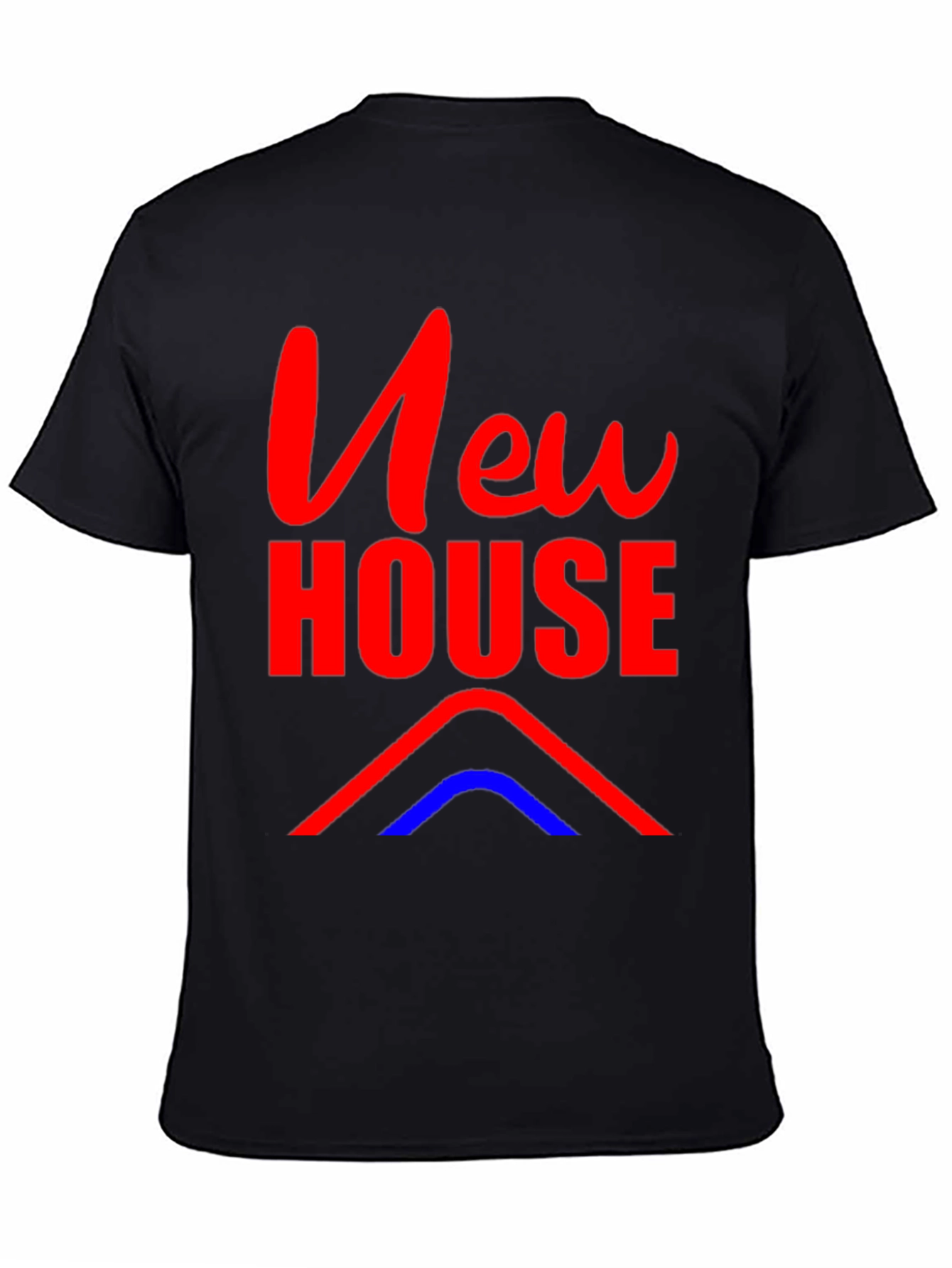 New House Graphic Tee - Black Cotton Blend T-Shirt