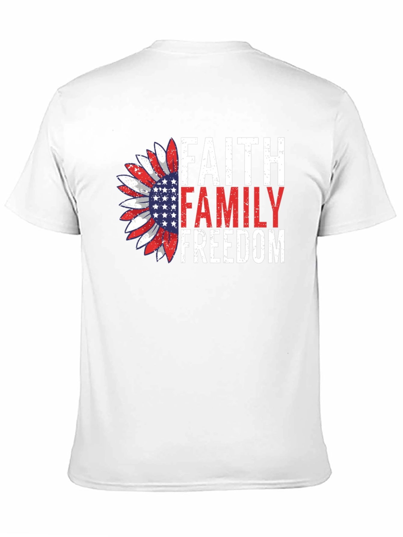 Faith Family Freedom Graphic Tee - Patriotic Sunflower Design