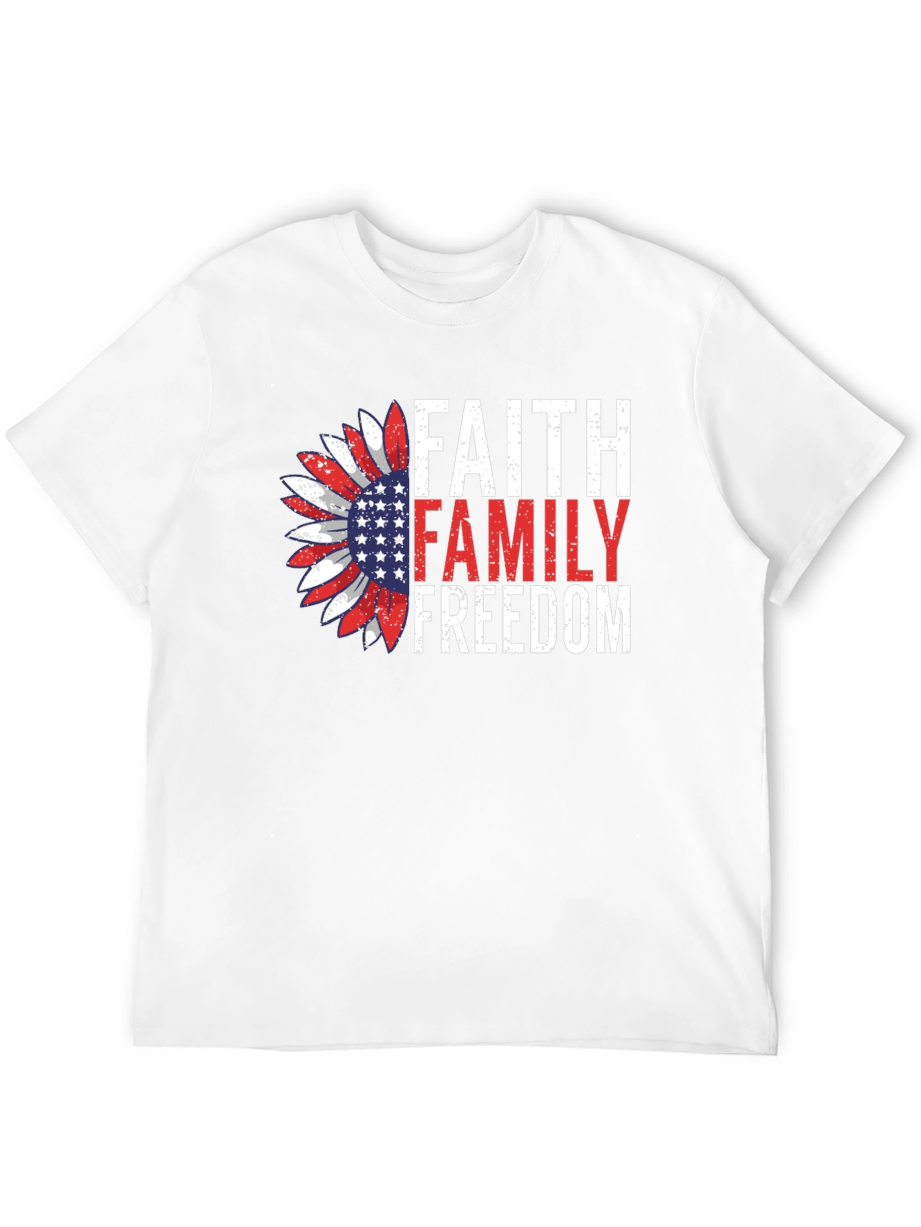 Faith Family Freedom Graphic Tee - Patriotic Sunflower Design