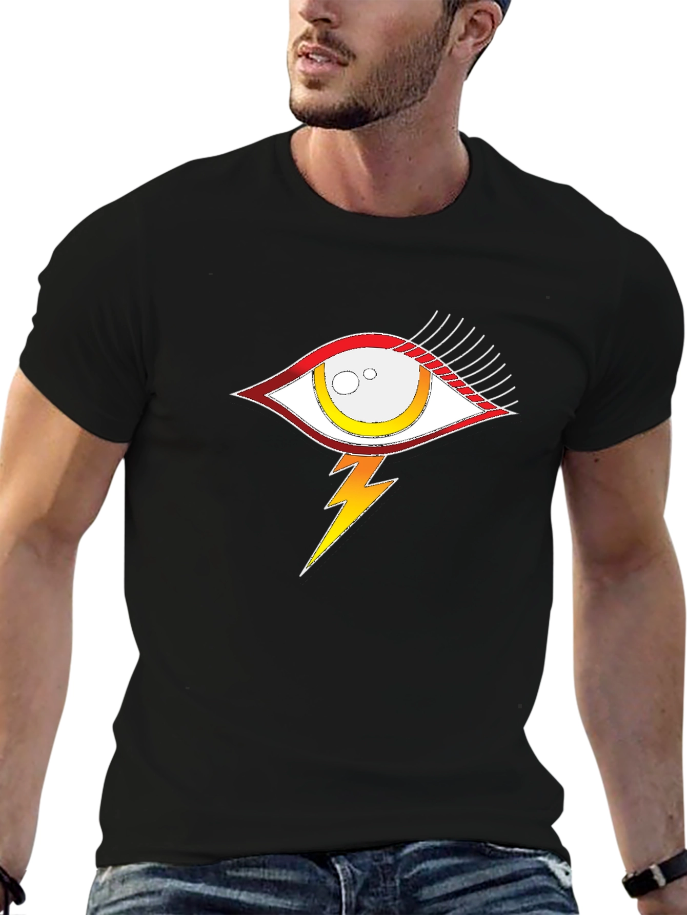 Eye with Lightning Bolt Graphic Tee - Black