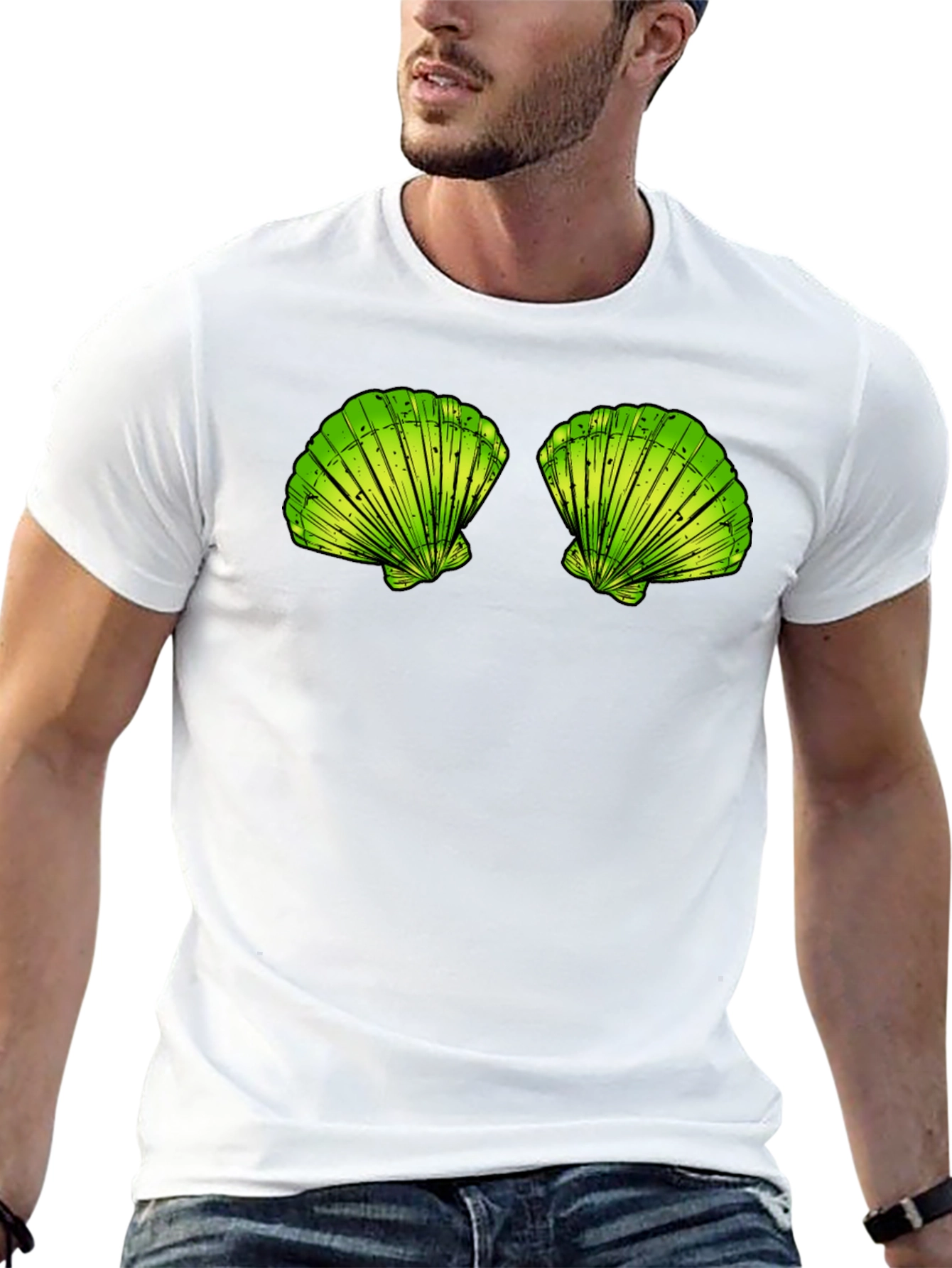 Sea Shells Graphic Tee - Black Cotton T-Shirt