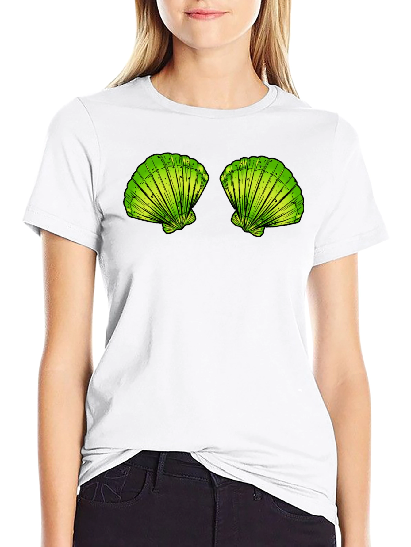 Sea Shells Graphic Tee - Black Cotton T-Shirt