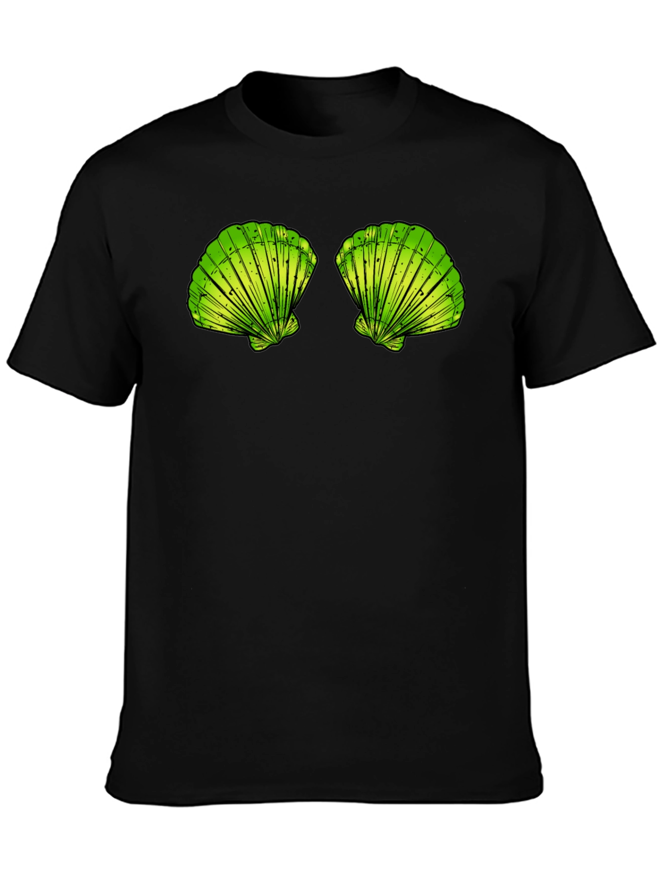 Sea Shells Graphic Tee - Black Cotton T-Shirt