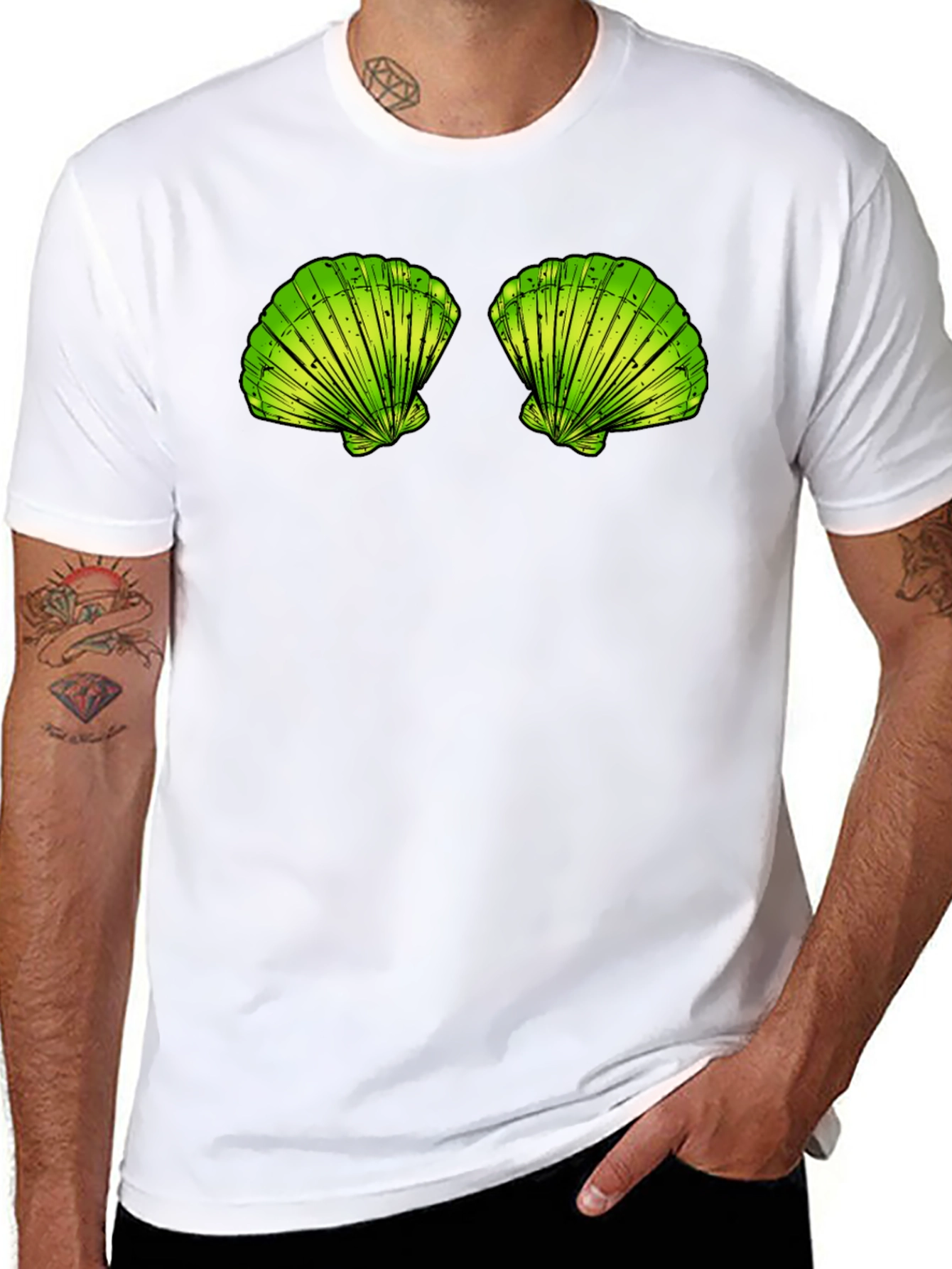 Sea Shells Graphic Tee - Black Cotton T-Shirt