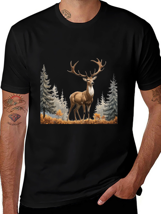 Deer Graphic Tee - Wildlife Inspired Mens T-Shirt