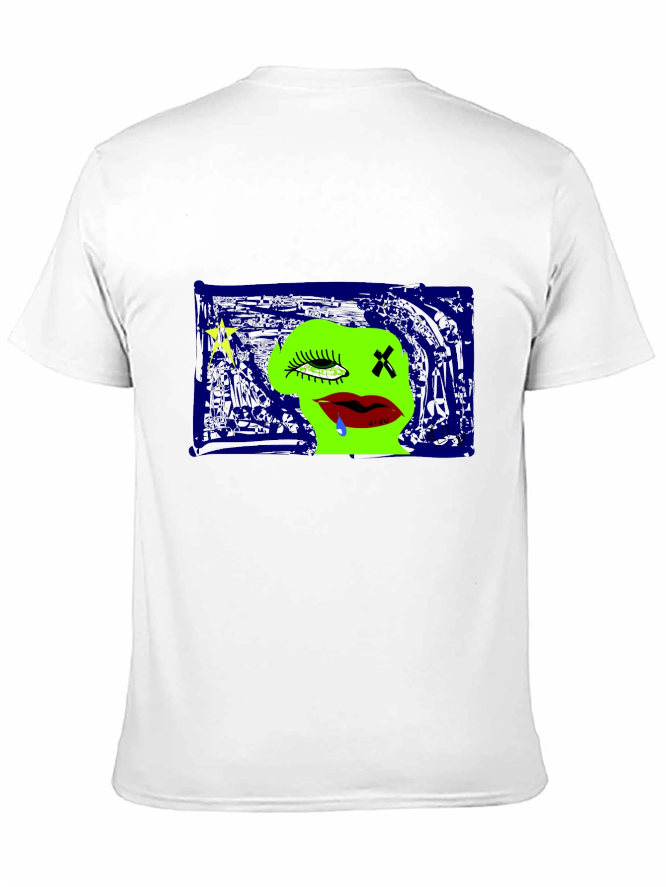 Unique Graphic Print Crew Neck Tee - Black